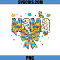 Mama Puzzle Autism Awareness Bow PNG, Colorful Puzzle Mom PNG