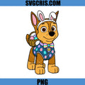 Chase Paw Patrol Easter Bunny PNG, Cartoon Dog With Egg Basket PNG