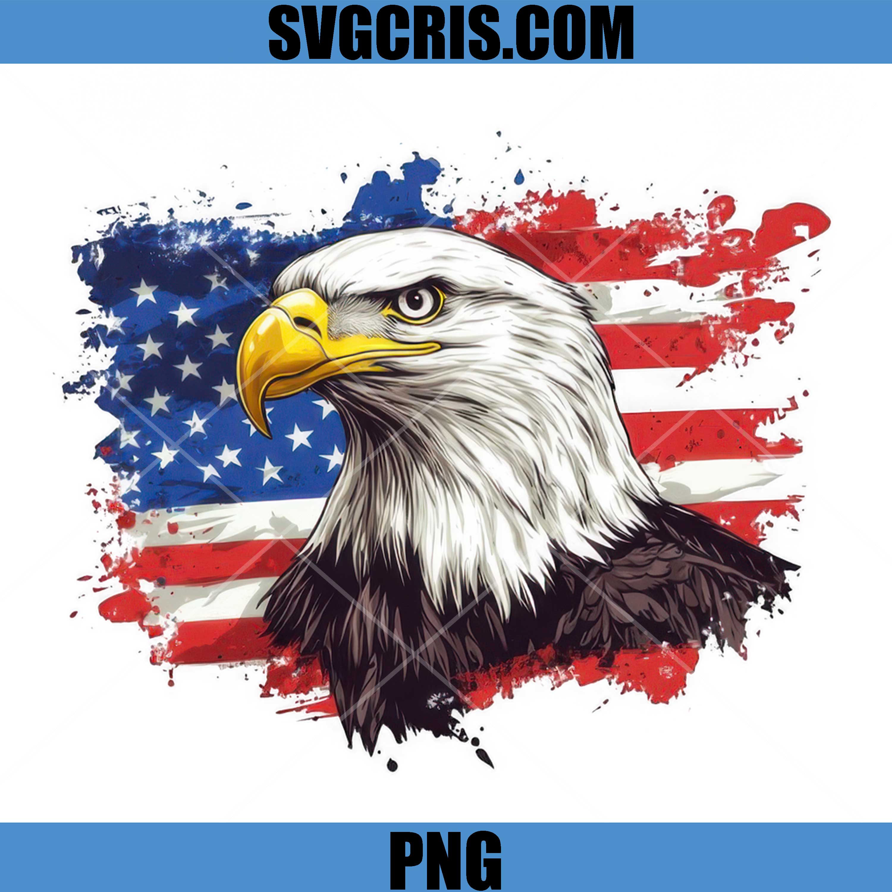 American Bald Eagle Flag Art PNG, Patriotic USA Eagle PNG, 4th July PNG