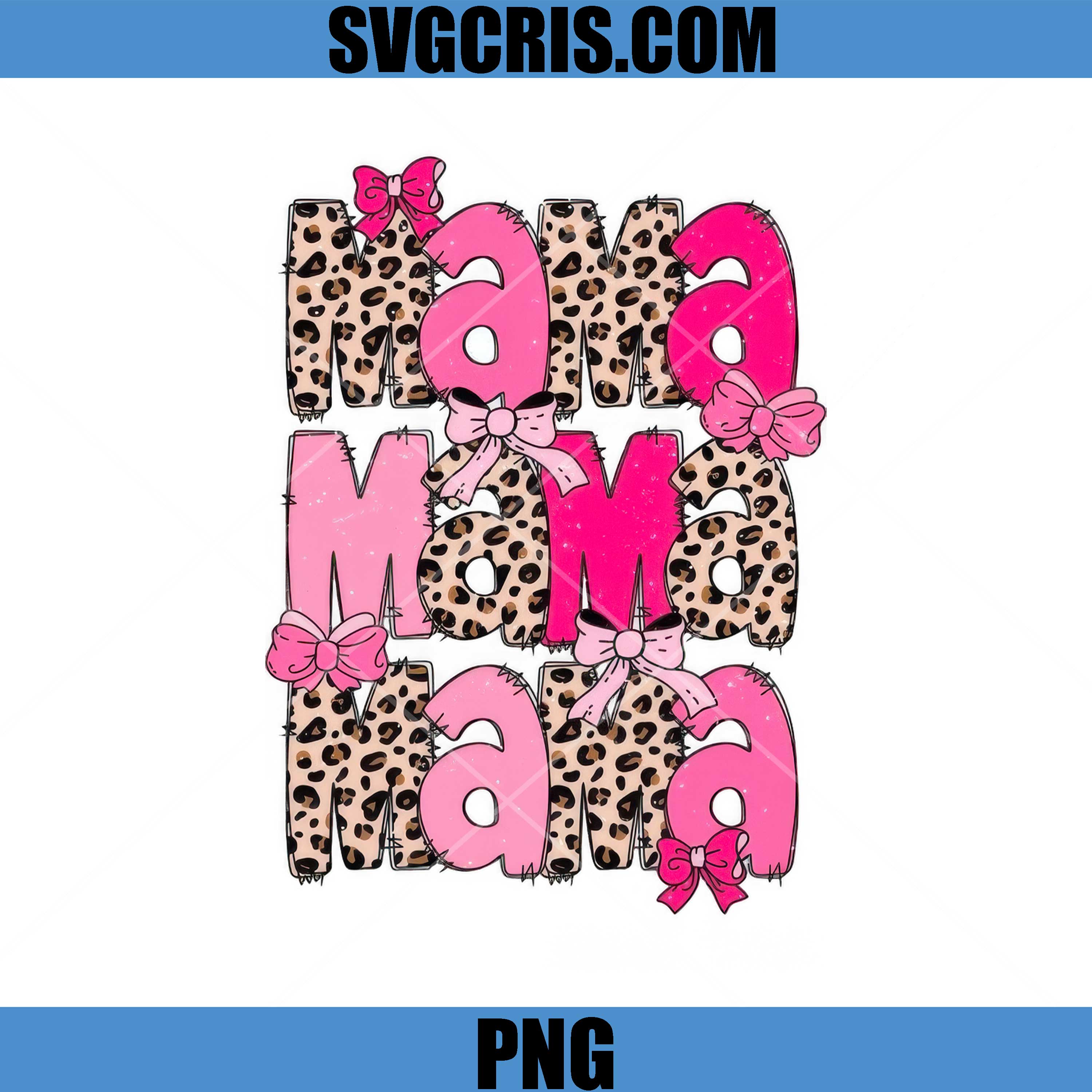 Mama Leopard Bow PNG, Pink Mama Leopard Design PNG