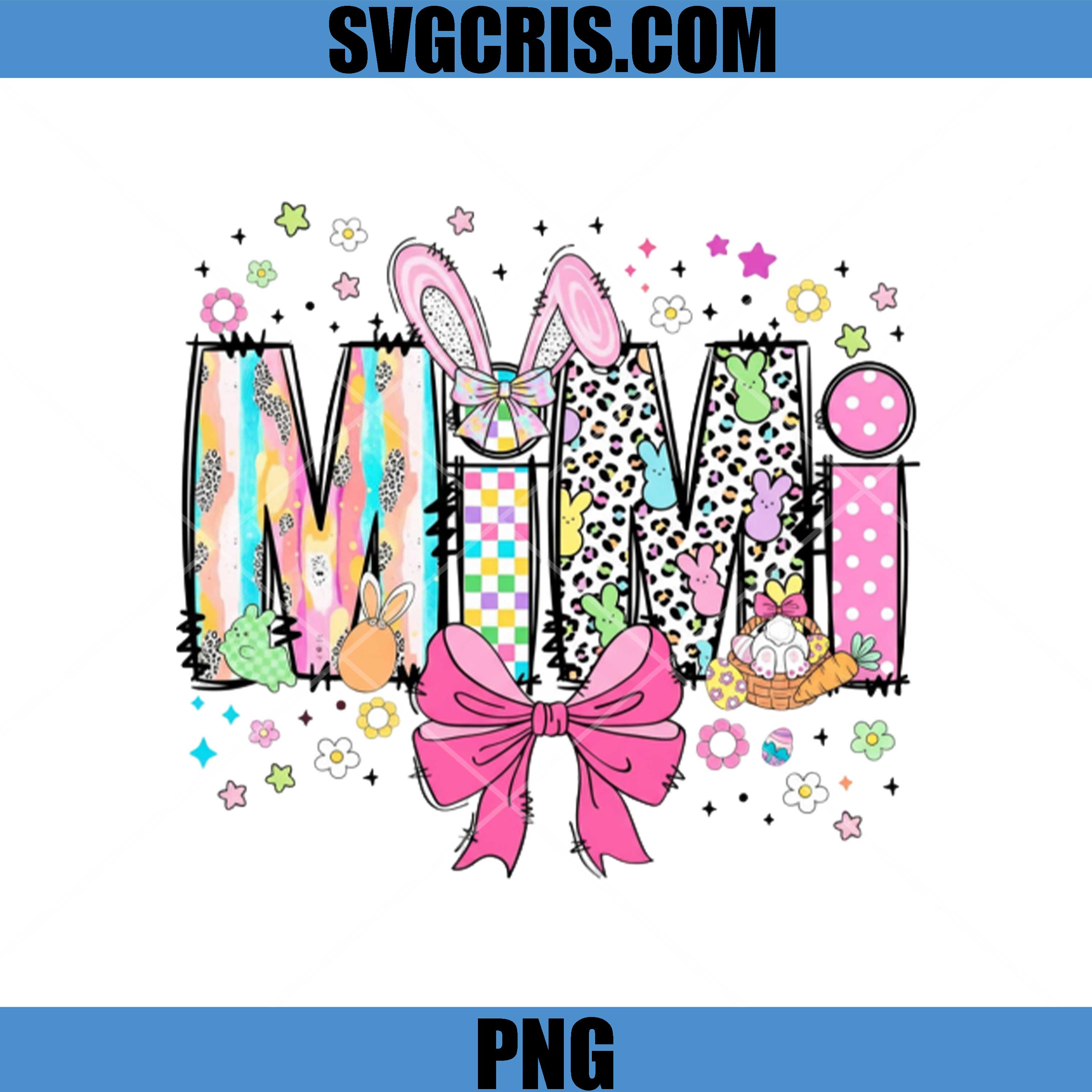 Mimi Easter PNG, Cute Bunny Ears Grandma Name Design PNG