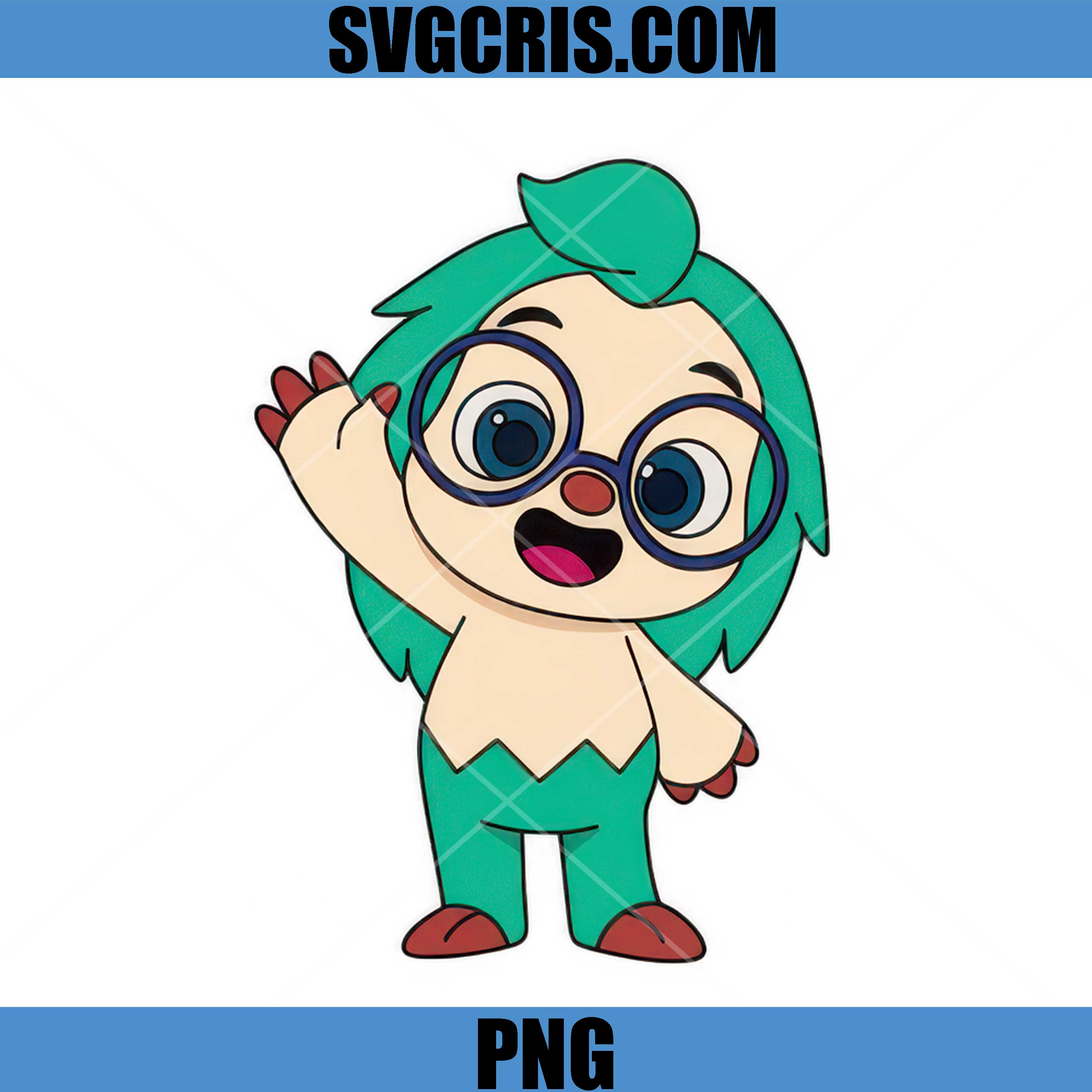Green Cartoon Character Glasses PNG, Cute Mascot PNG