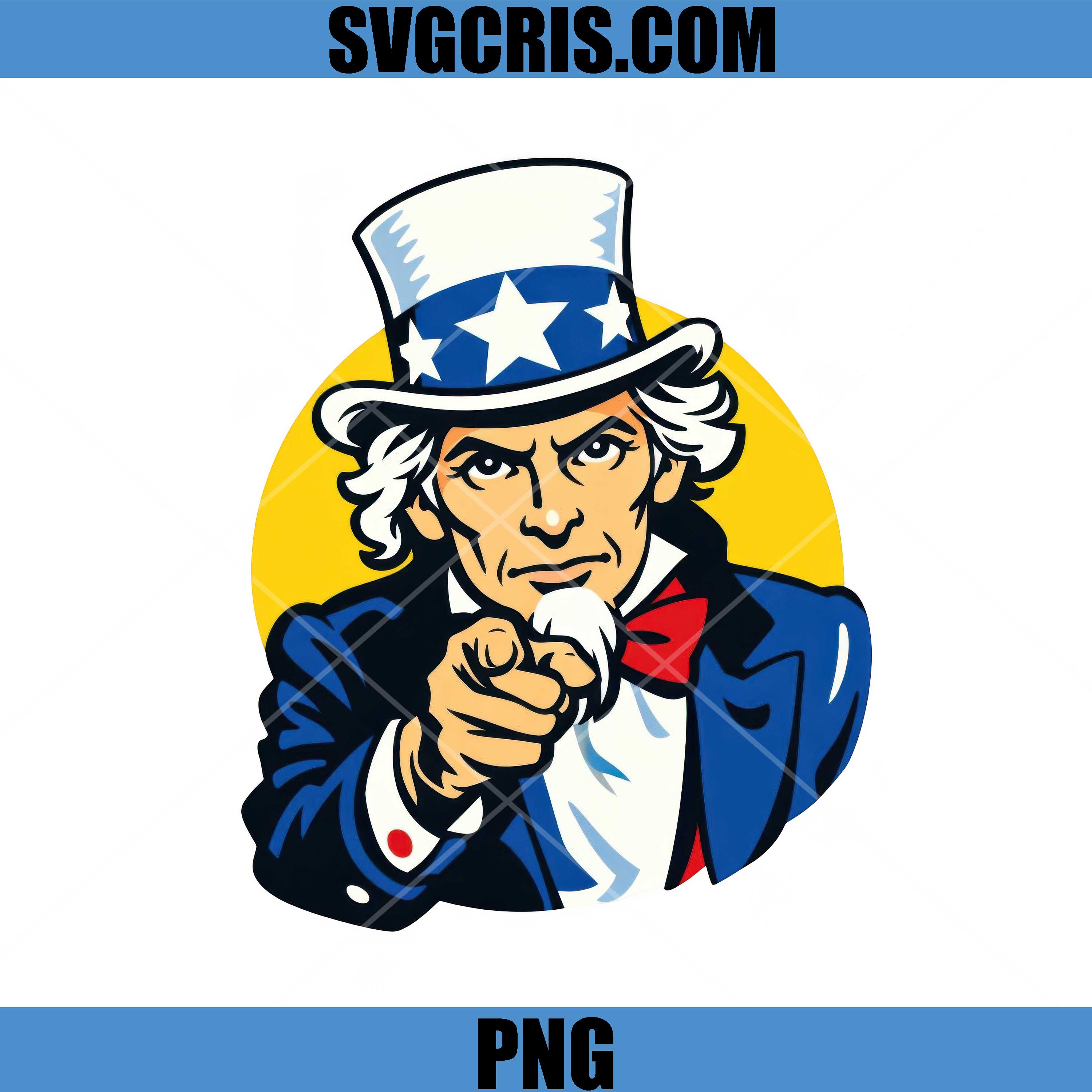 Uncle Sam Pointing Finger PNG, Patriotic USA Sam Style PNG