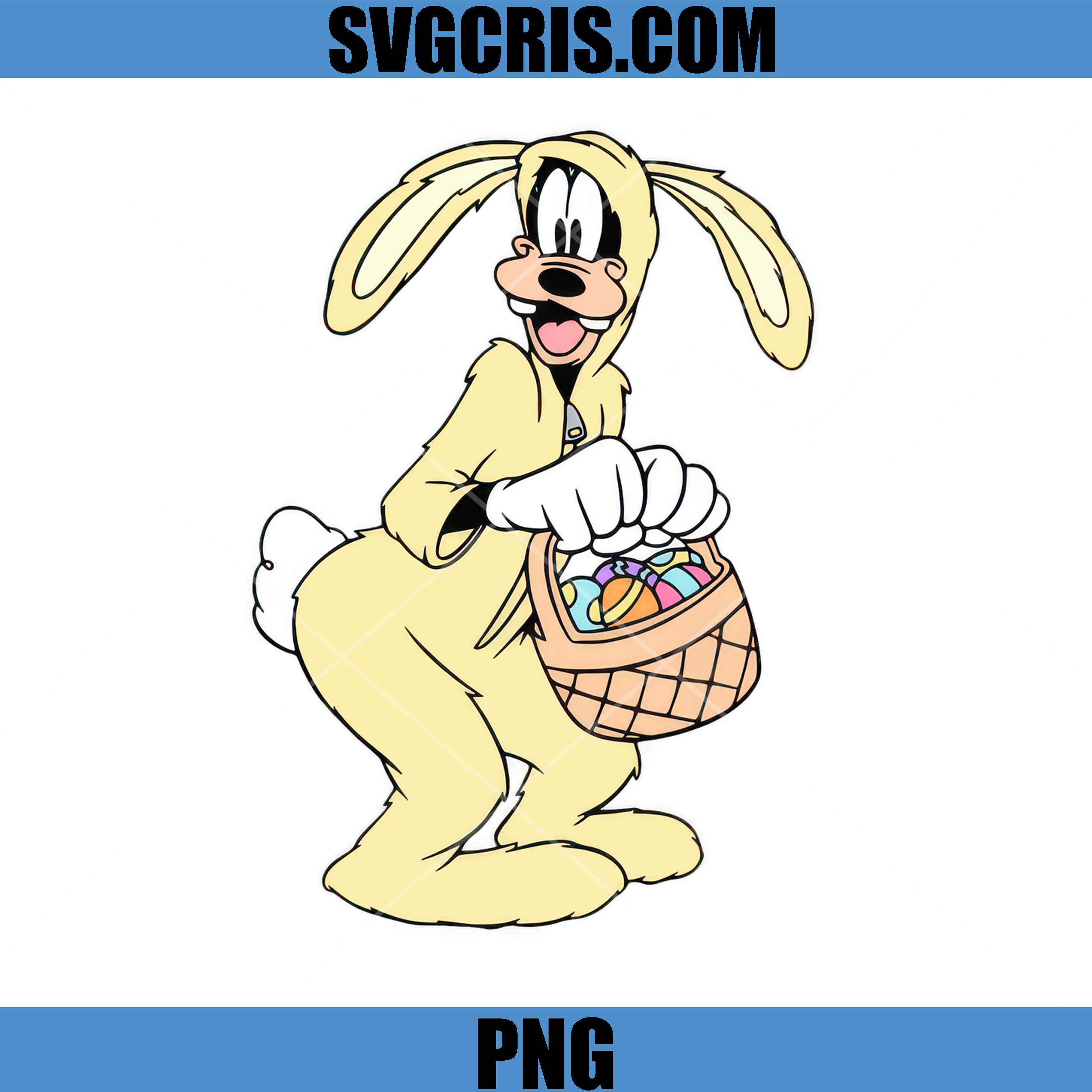Goofy Easter Bunny With Basket PNG, Disney Character Easter Eggs PNG