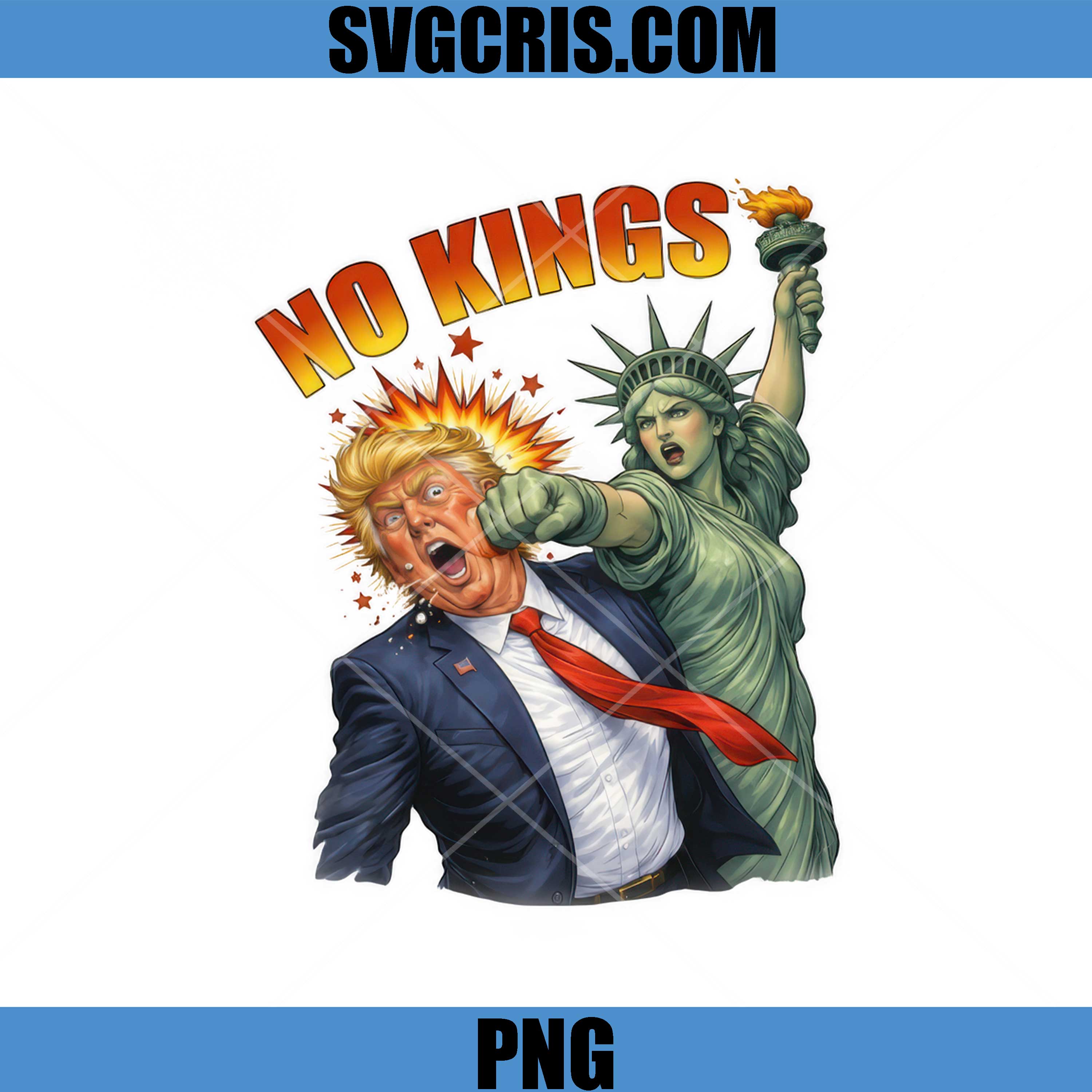 No Kings Statue Liberty PNG, Anti Trump Punch Parody PNG