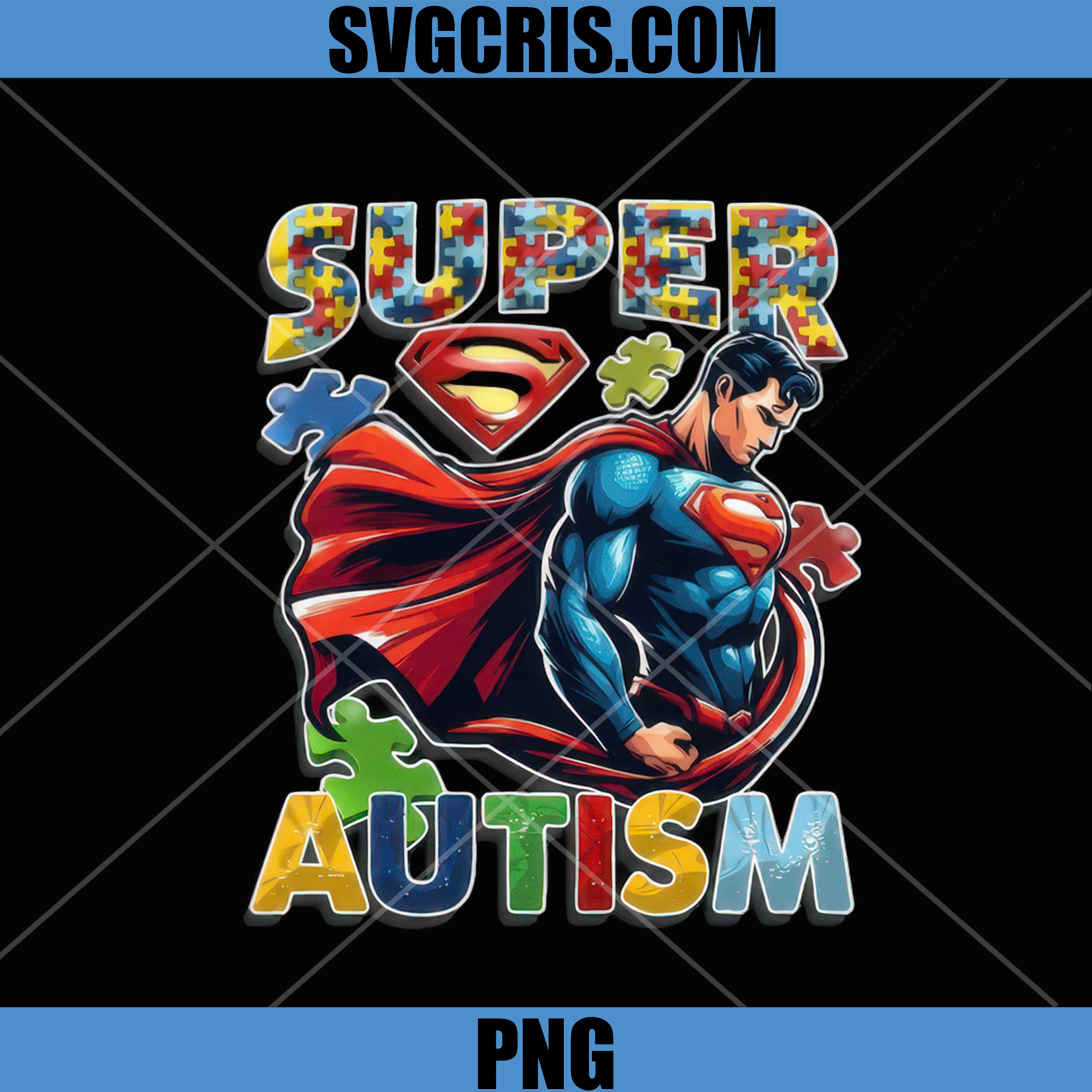 Superman Autism Puzzle PNG, Super Hero Awareness PNG