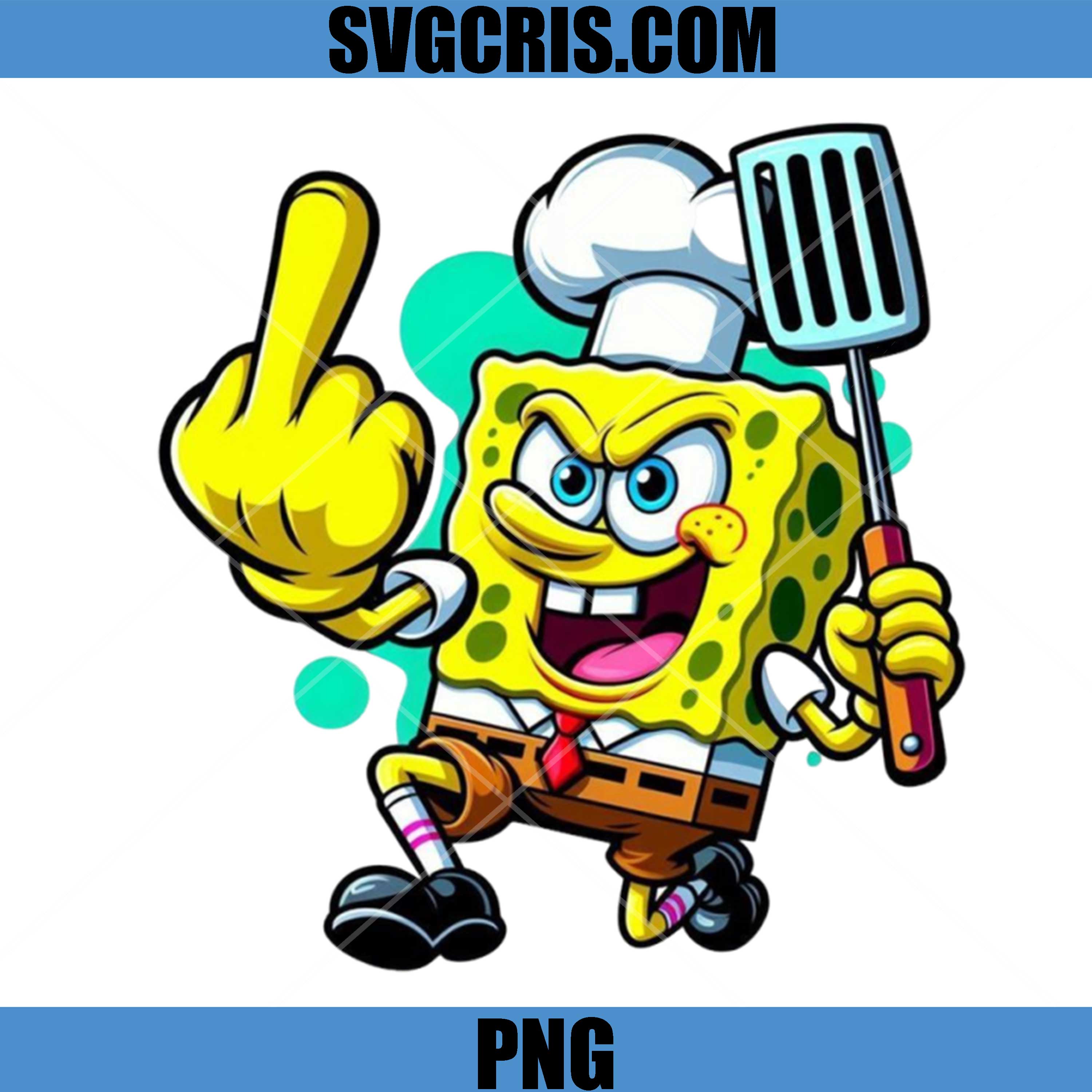 SpongeBob Chef Flipping Middle Finger Funny PNG, Angry SpongeBob Meme PNG