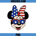 Minnie Mouse USA Flag Bow And Star Glasses PNG, 4th Of July PNG