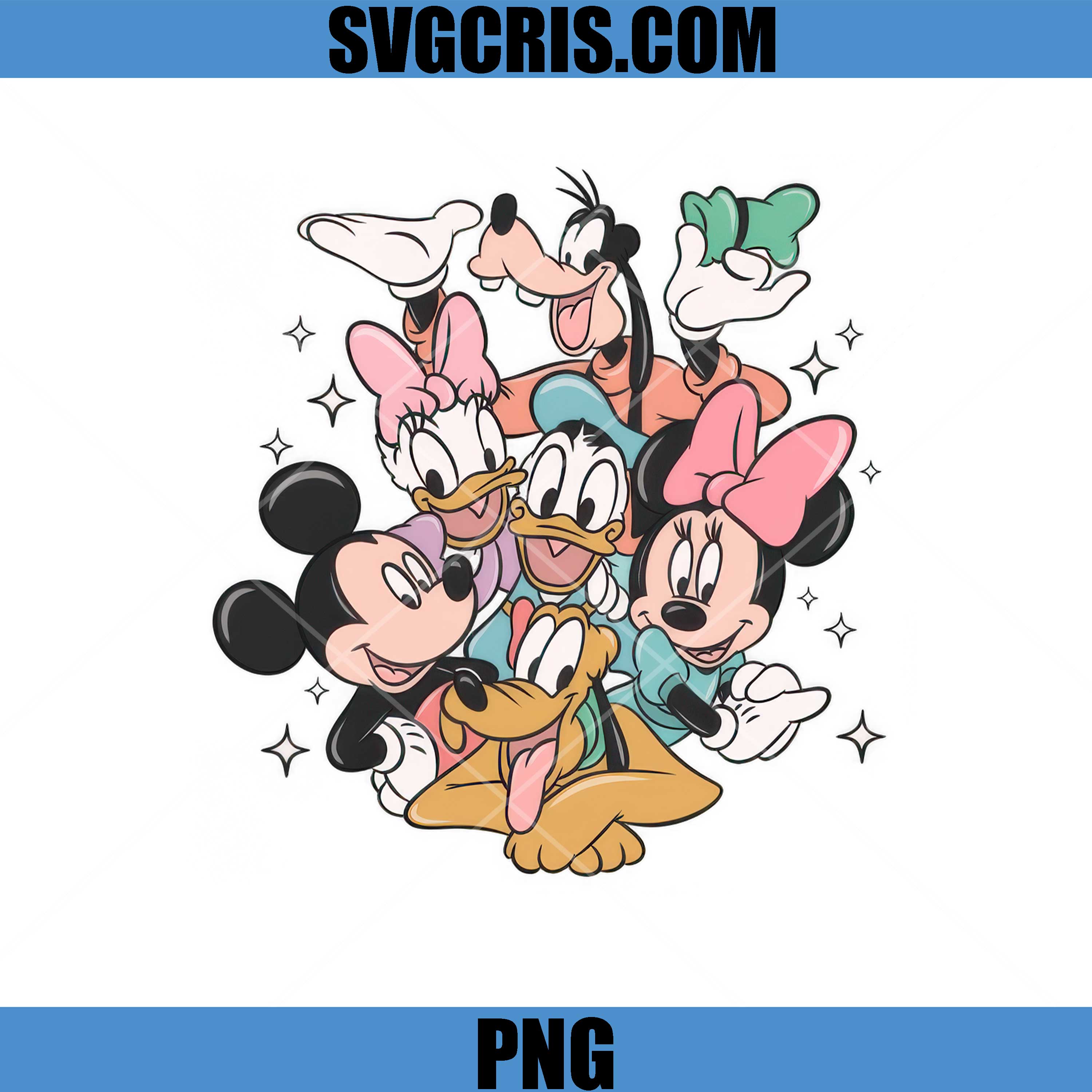Mickey Friends Group Cartoon PNG, Cute Disney Characters PNG
