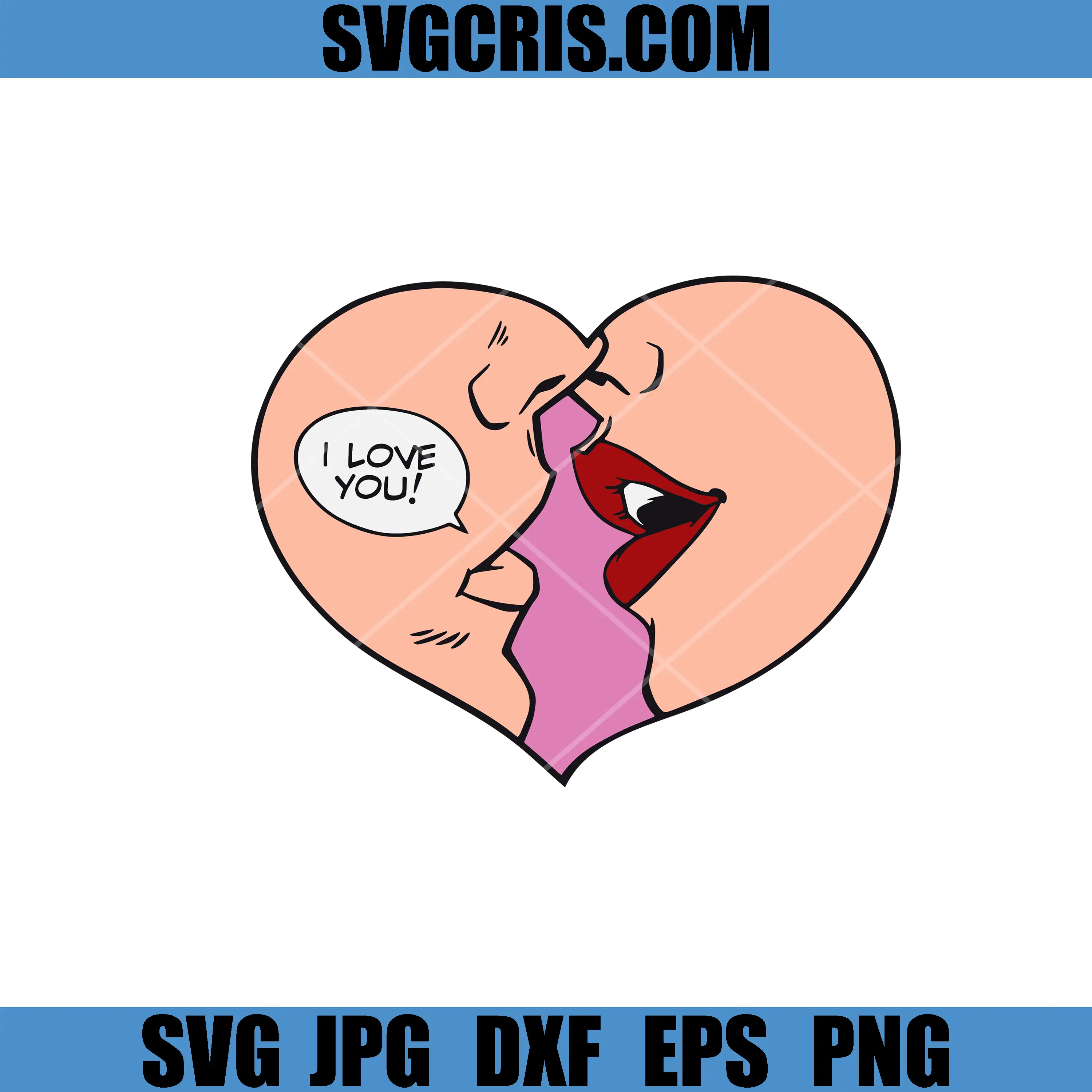Romantic Kissing Heart SVG, I Love You Valentine SVG