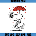 Snoopy Valentine SVG, Snoopy Red Umbrella Hearts SVG