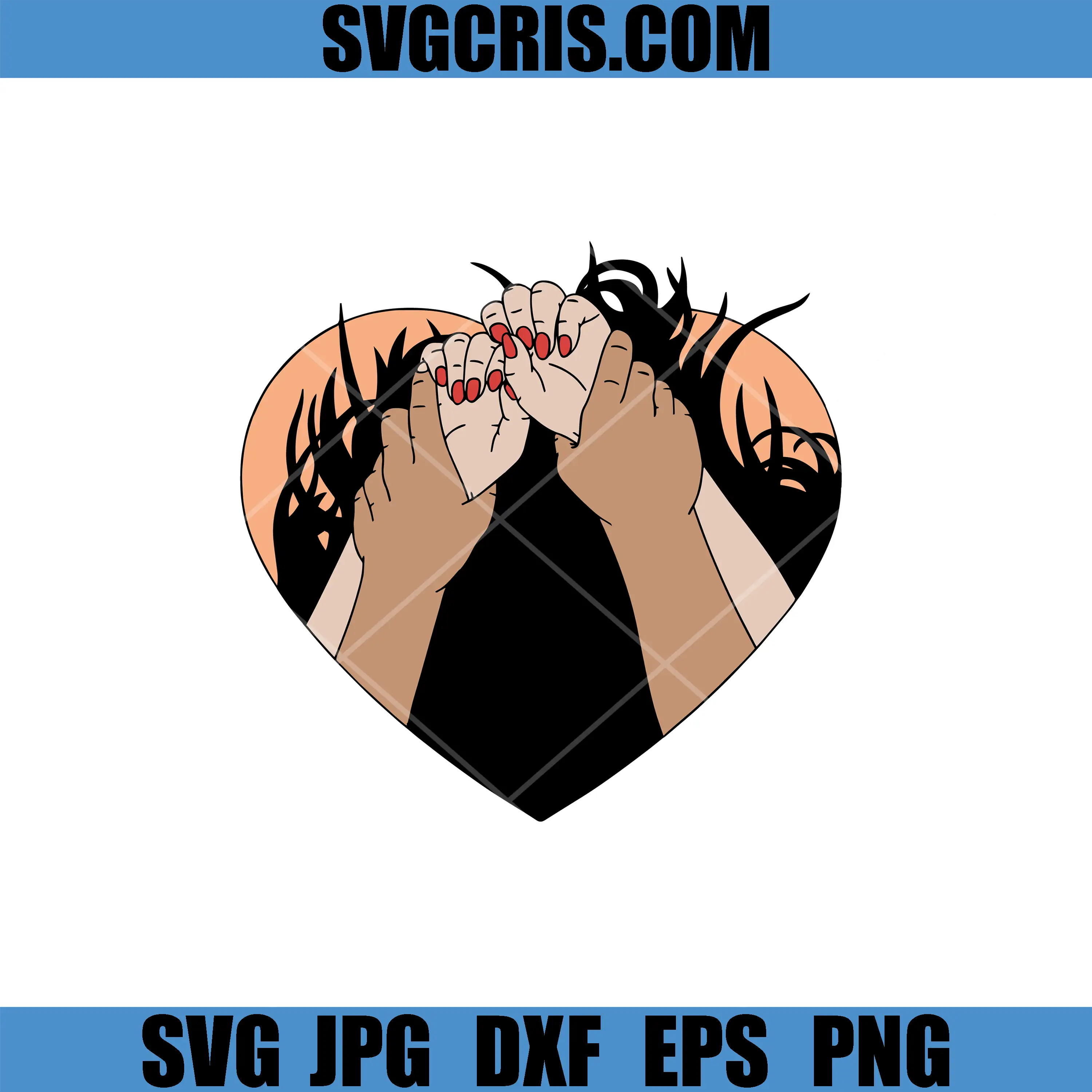 Interracial Holding Hands Heart SVG, Valetine Day SVG