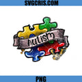 Autism Puzzle Pieces With Ribbon Banner PNG, Autism Art PNG