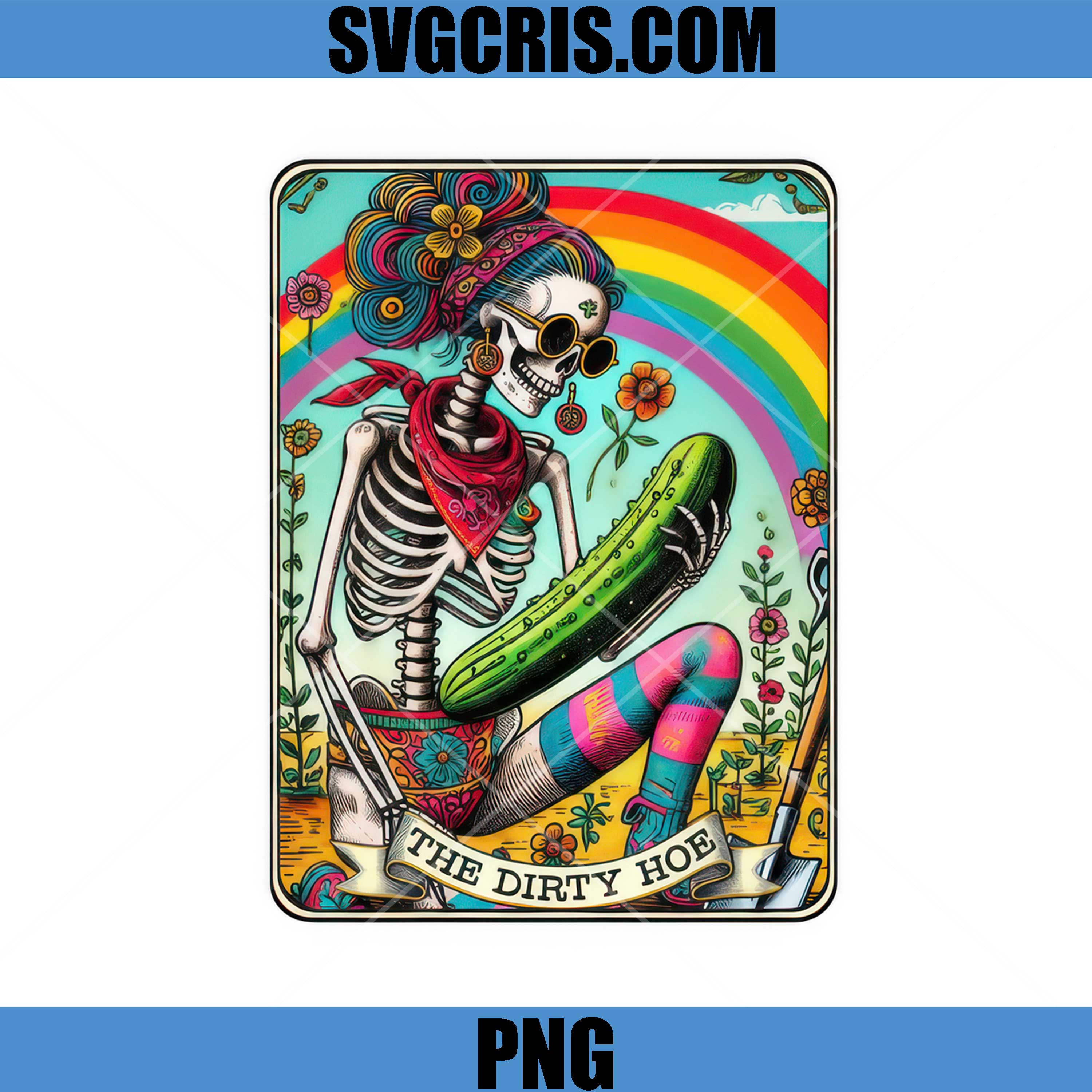 The Dirty Hoe PNG, Skeleton Garden Tarot PNG, Funny Gardener PNG