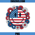 American Flag Smiley Face Flowers PNG, Patriotic Floral Smile PNG