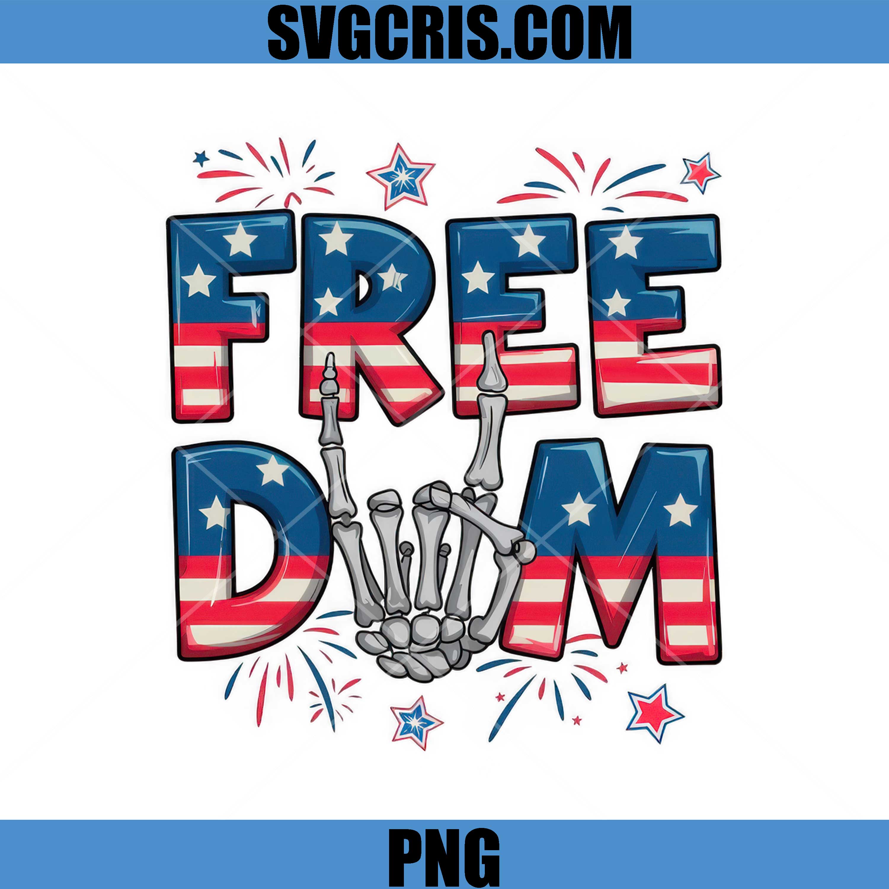 Free Dom American Flag Skeleton PNG, 4th July Design PNG
