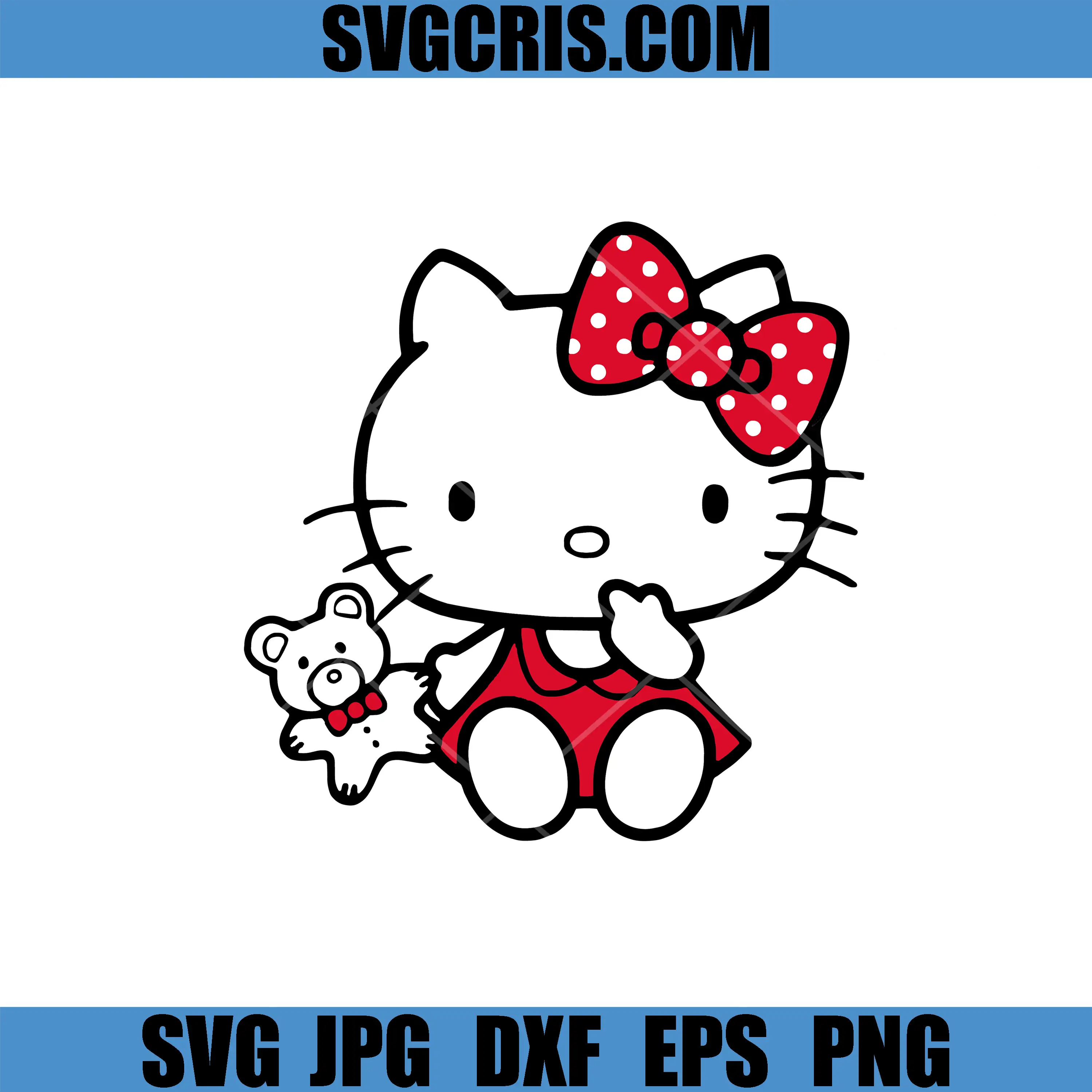 Cute Kitty And Teddy SVG, Romantic Valentine Cartoon SVG, Valetine Day SVG