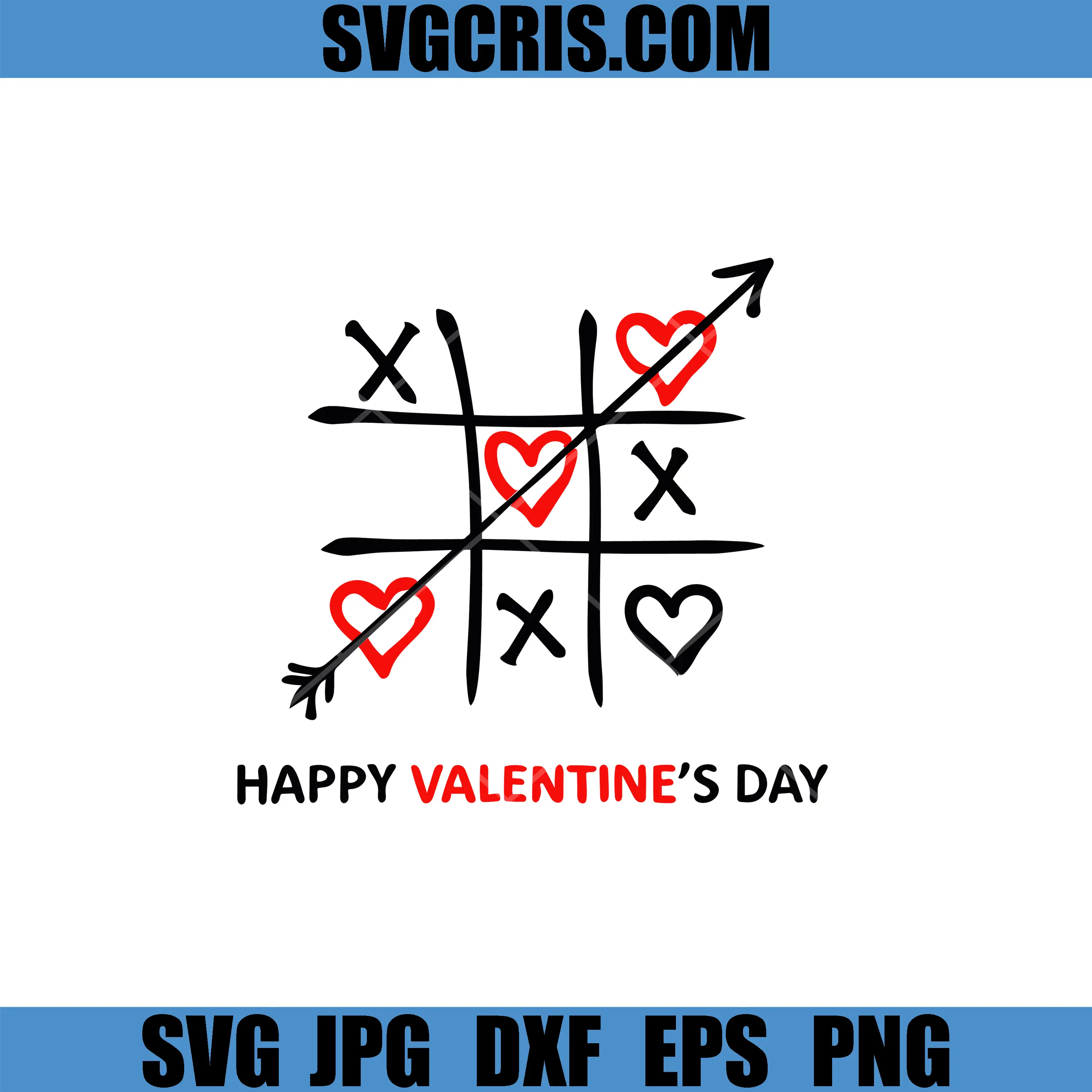 Valentine Tic Tac Toe Hearts SVG, Happy Valentines Day Game SVG