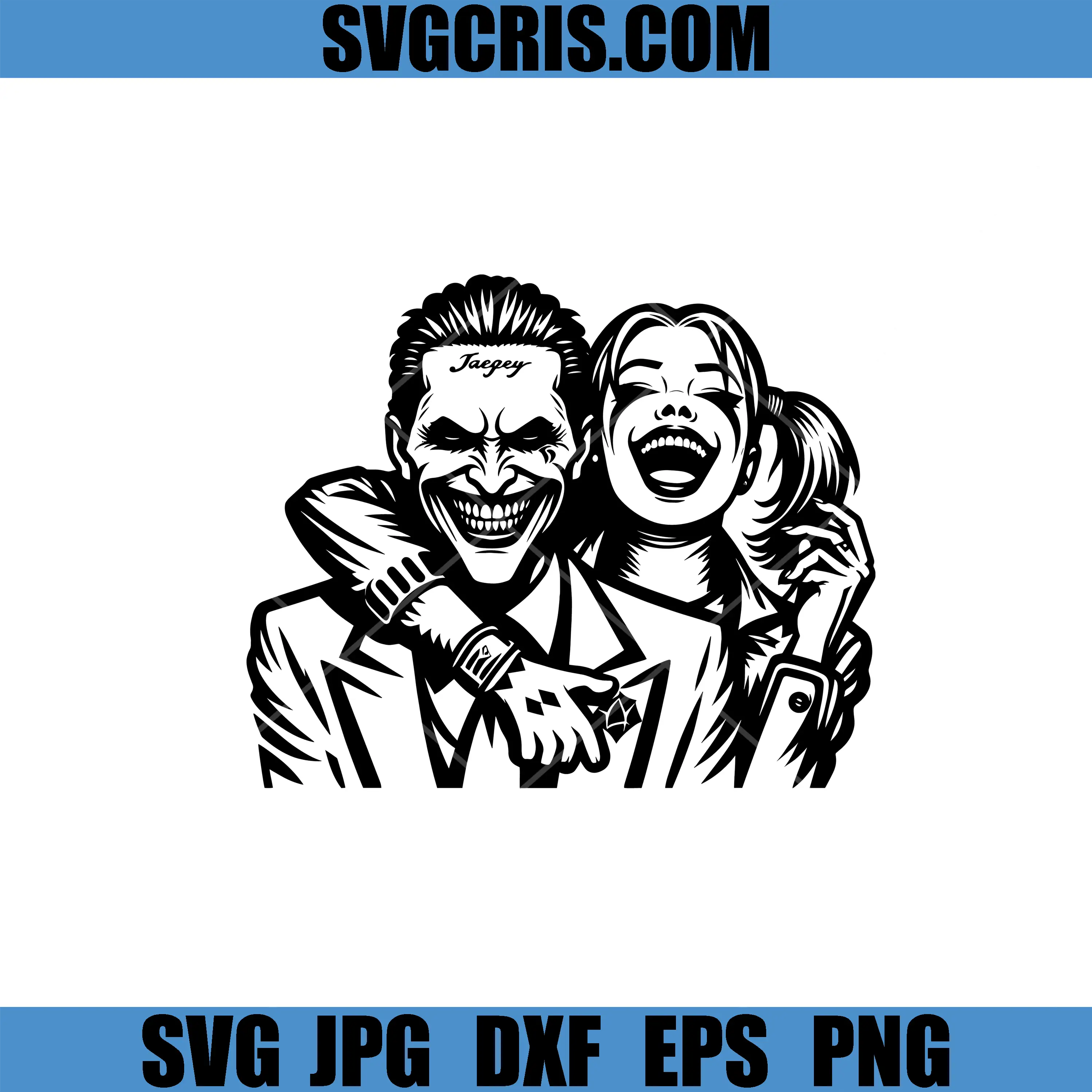 Joker And Harley Quinn Couple Art SVG, DC Villains Love Illustration SVG