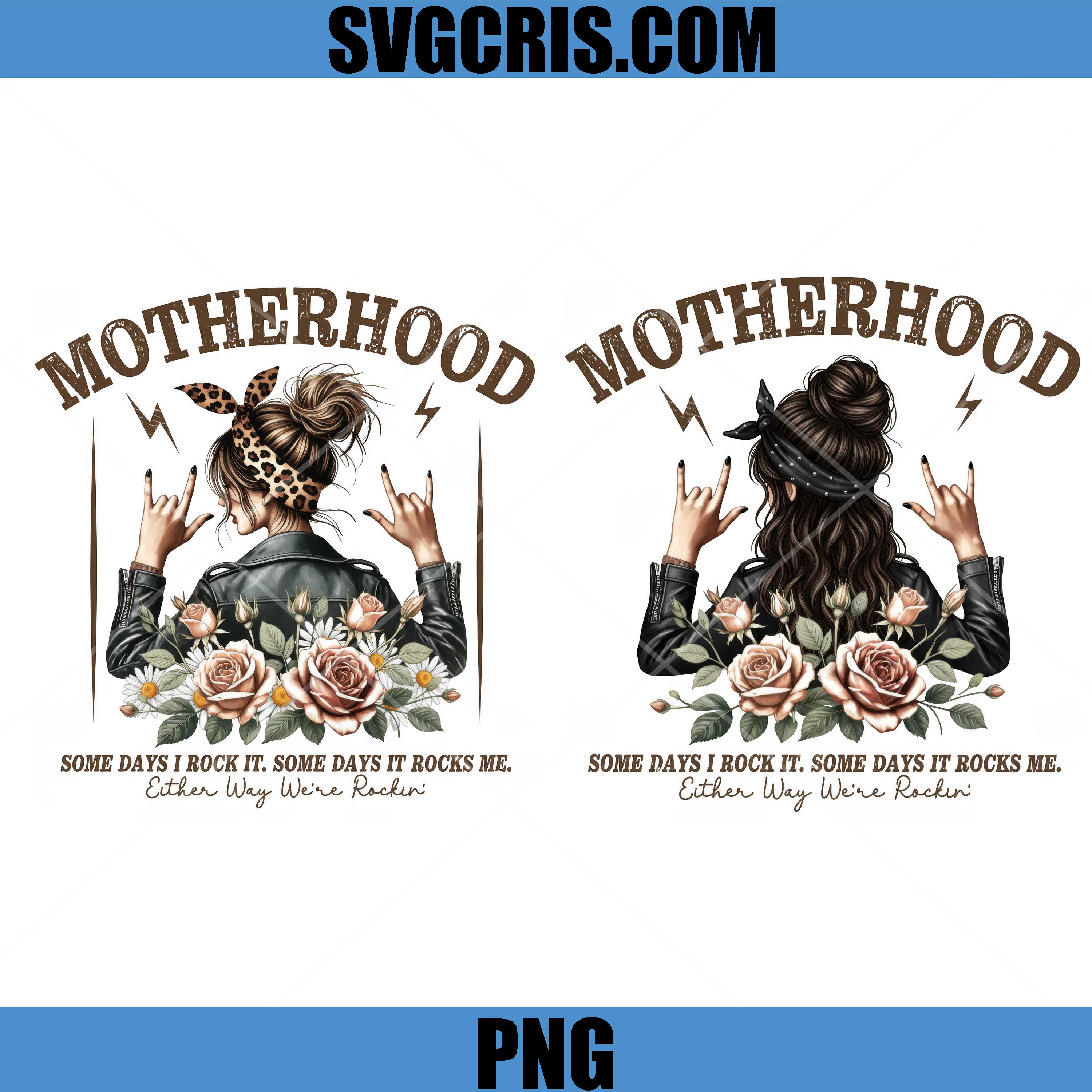 Motherhood Rocking Mom Life Bundle PNG, Leopard Bandana Mom PNG