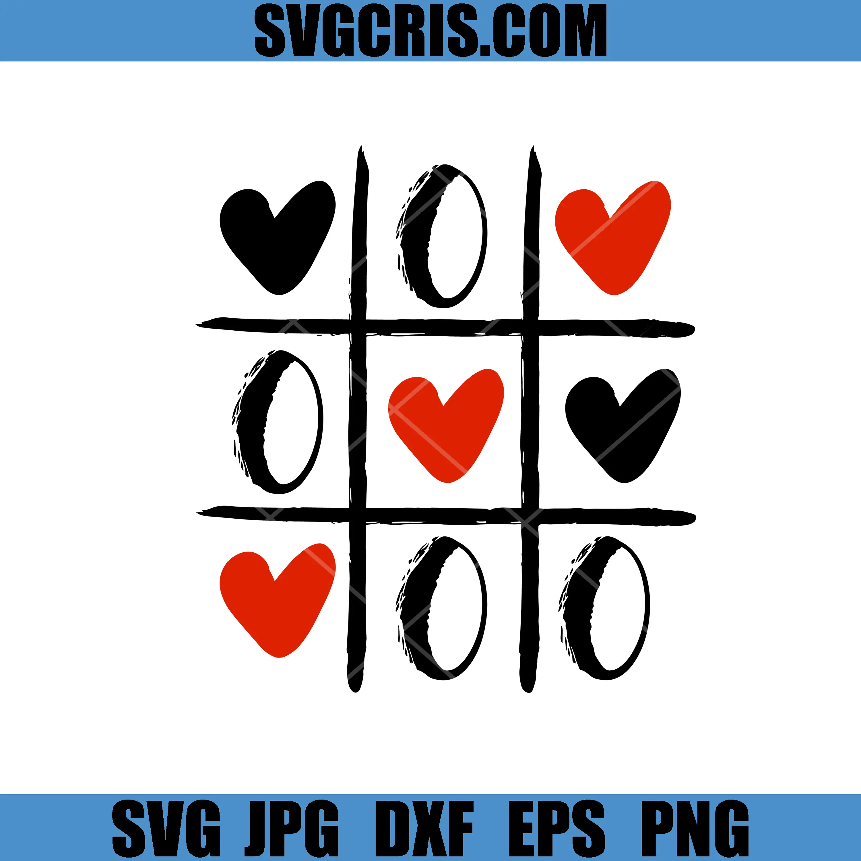 Romantic Tic Tac Toe Hearts SVG, Cute Love X O Board SVG