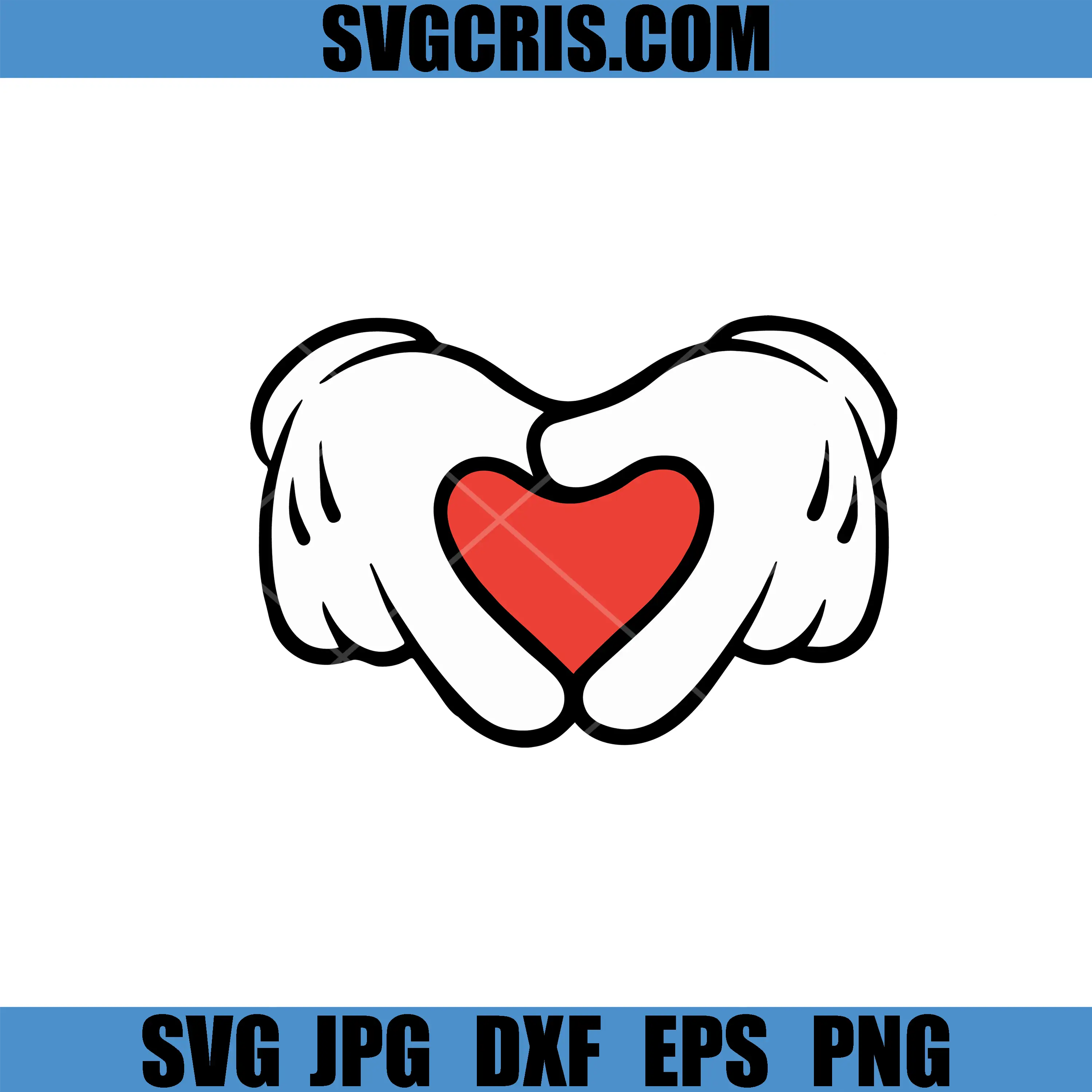 Mickey Style Gloves Heart Icon SVG, Romantic Cartoon Hands SVG