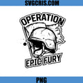 Operation Epic Fury Military Helmet PNG, Vintage War Helmet Flag PNG