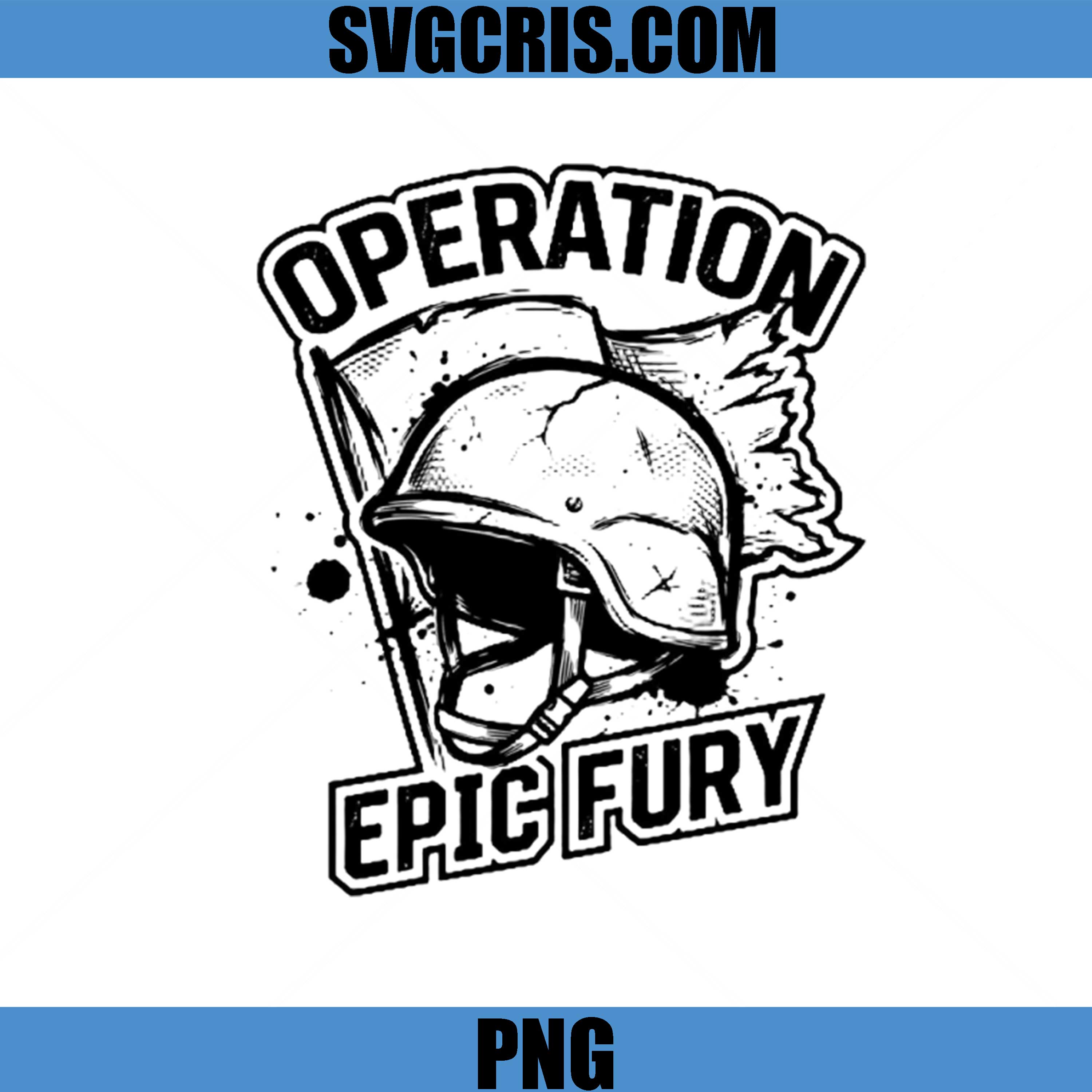 Operation Epic Fury Military Helmet PNG, Vintage War Helmet Flag PNG