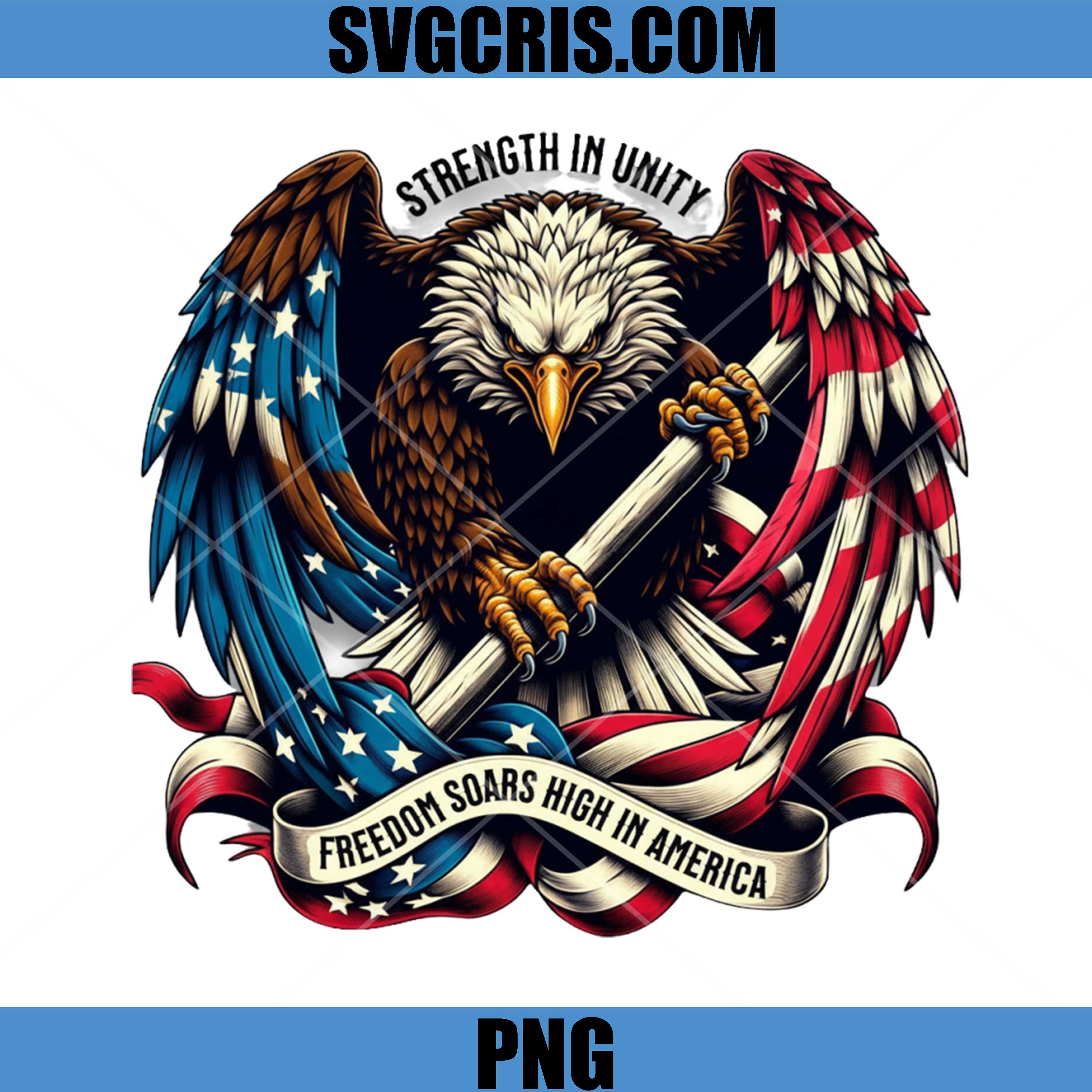 Strength In Unity Bald Eagle PNG, Freedom Soars High In America PNG