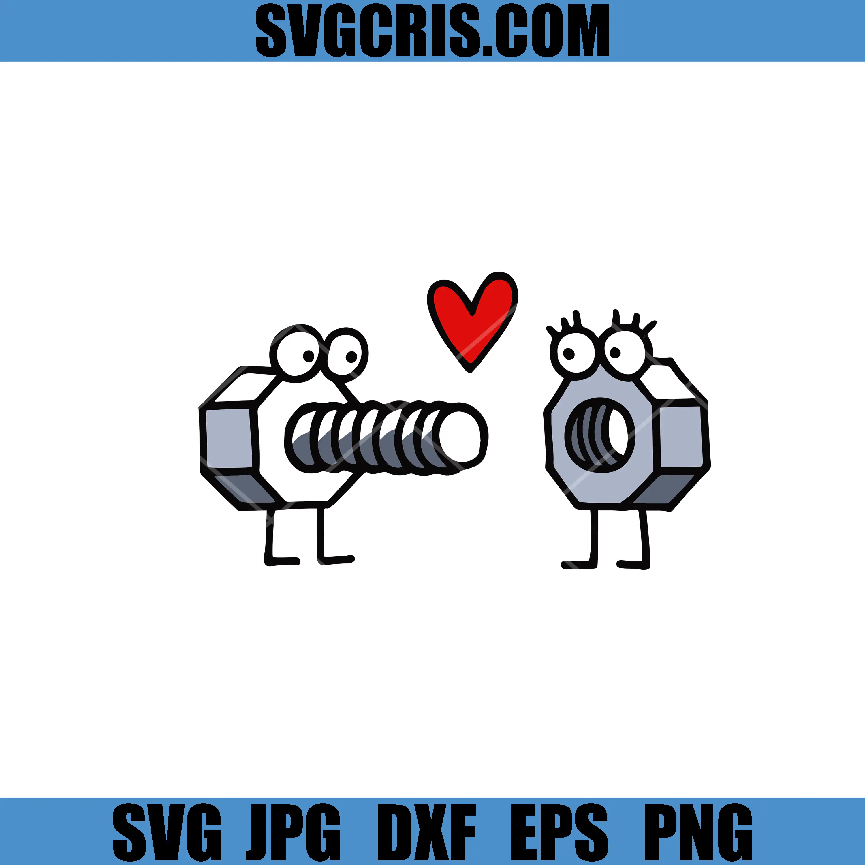 Cute Nut And Bolt Love SVG, Funny Mechanical Valentine SVG