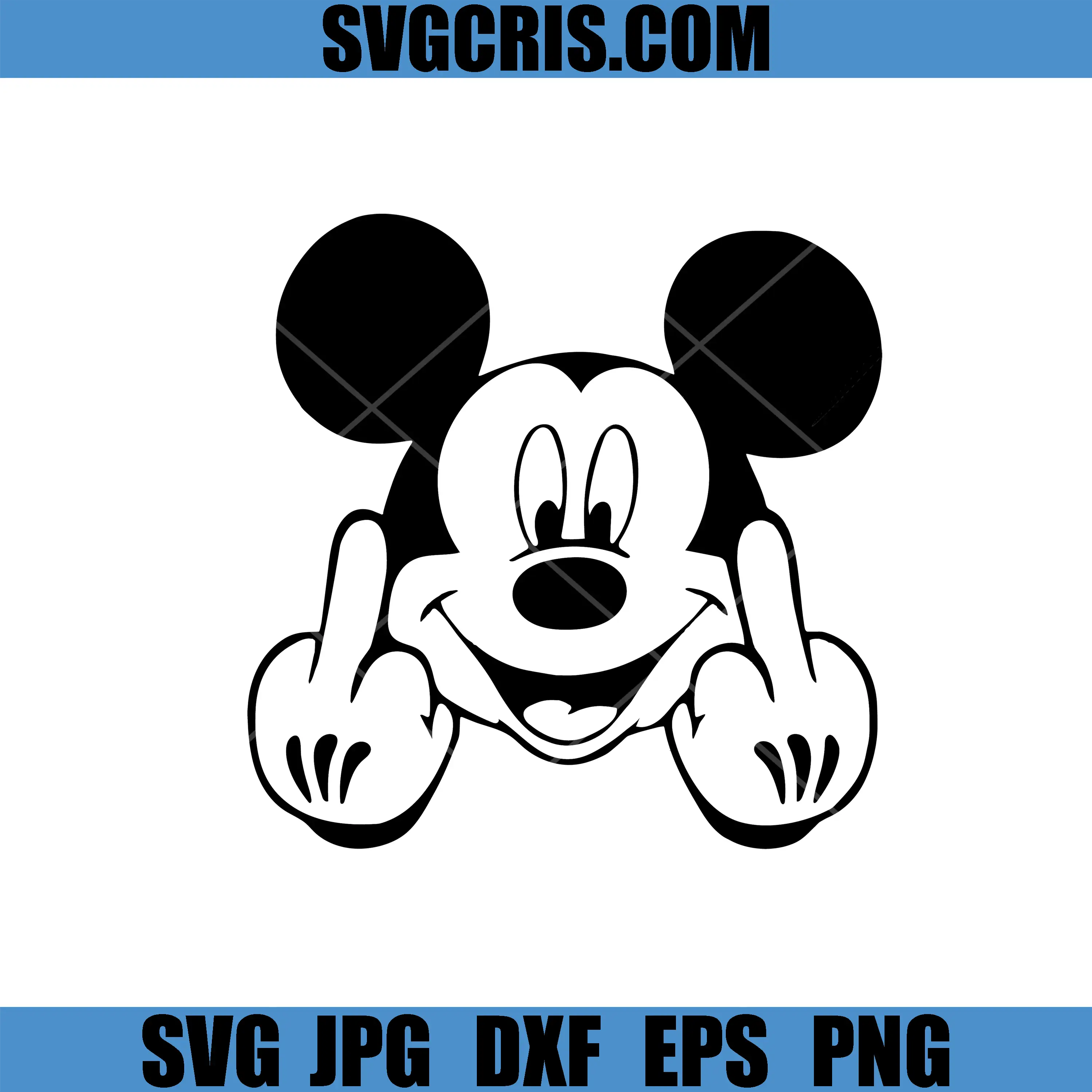Mickey Mouse Middle Finger SVG, Funny Cartoon Hand Gesture SVG