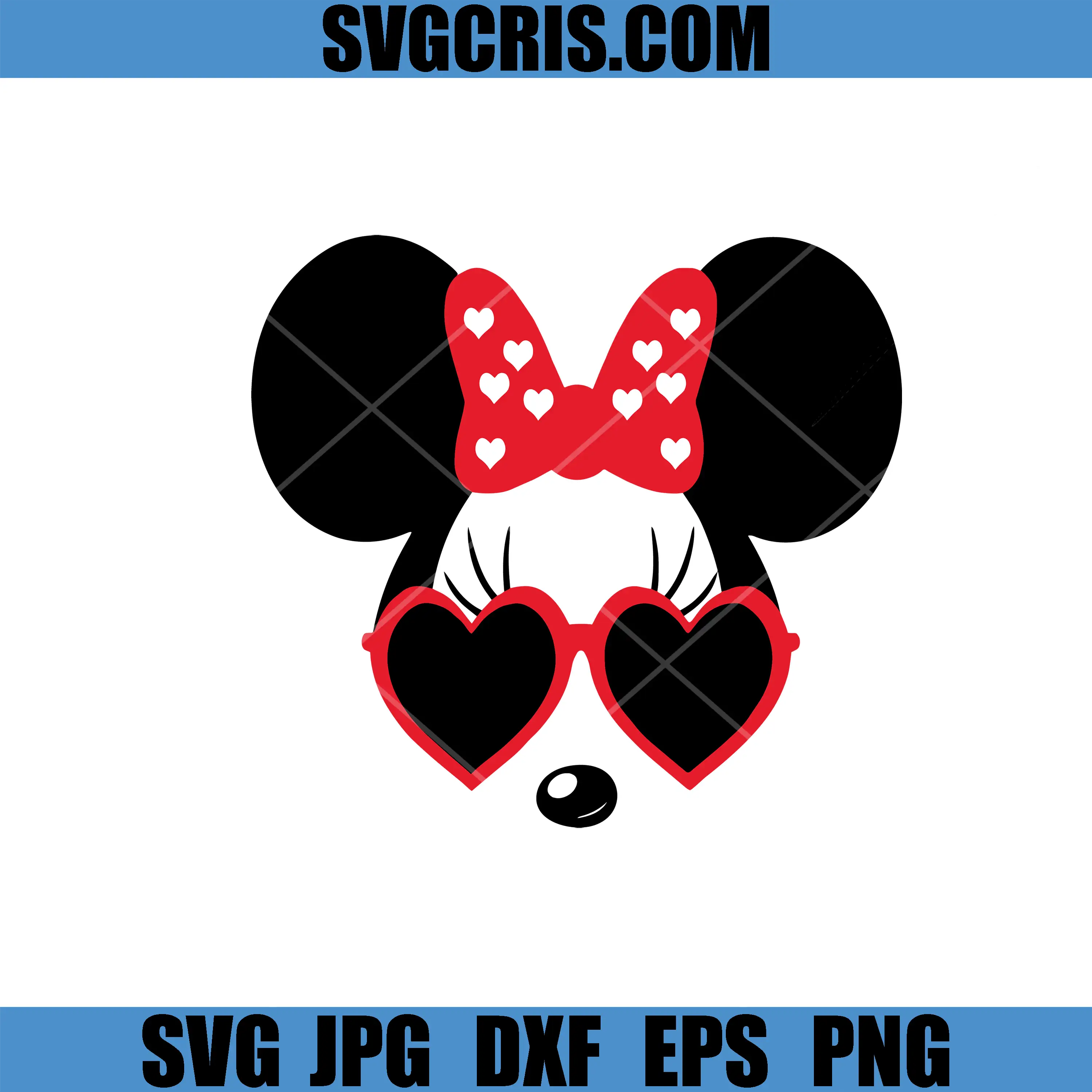 Minnie Style Valentine SVG, Heart Sunglasses Mouse SVG