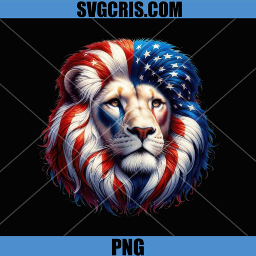 American Flag Lion Head Patriotic Design PNG, USA Lion Artwork PNG
