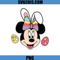 Minnie Mouse Easter Bunny Ears With Colorful Eggs PNG, Cute Minnie Easter PNG
