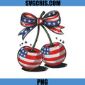 USA Flag Cherry Design PNG, Red White Blue Cherry Bow PNG
