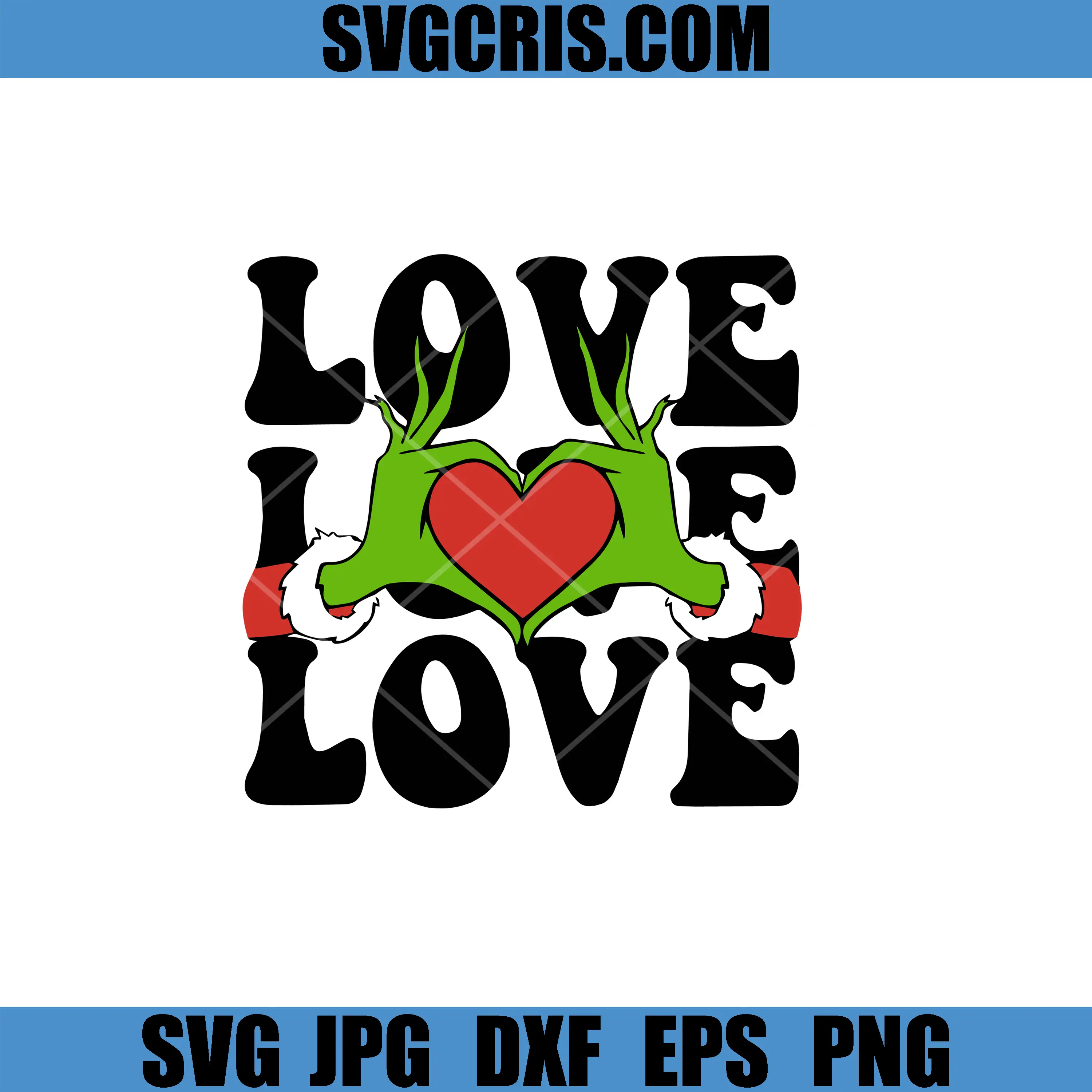 Love Love Bold Text SVG, Green Hands Heart Shape SVG