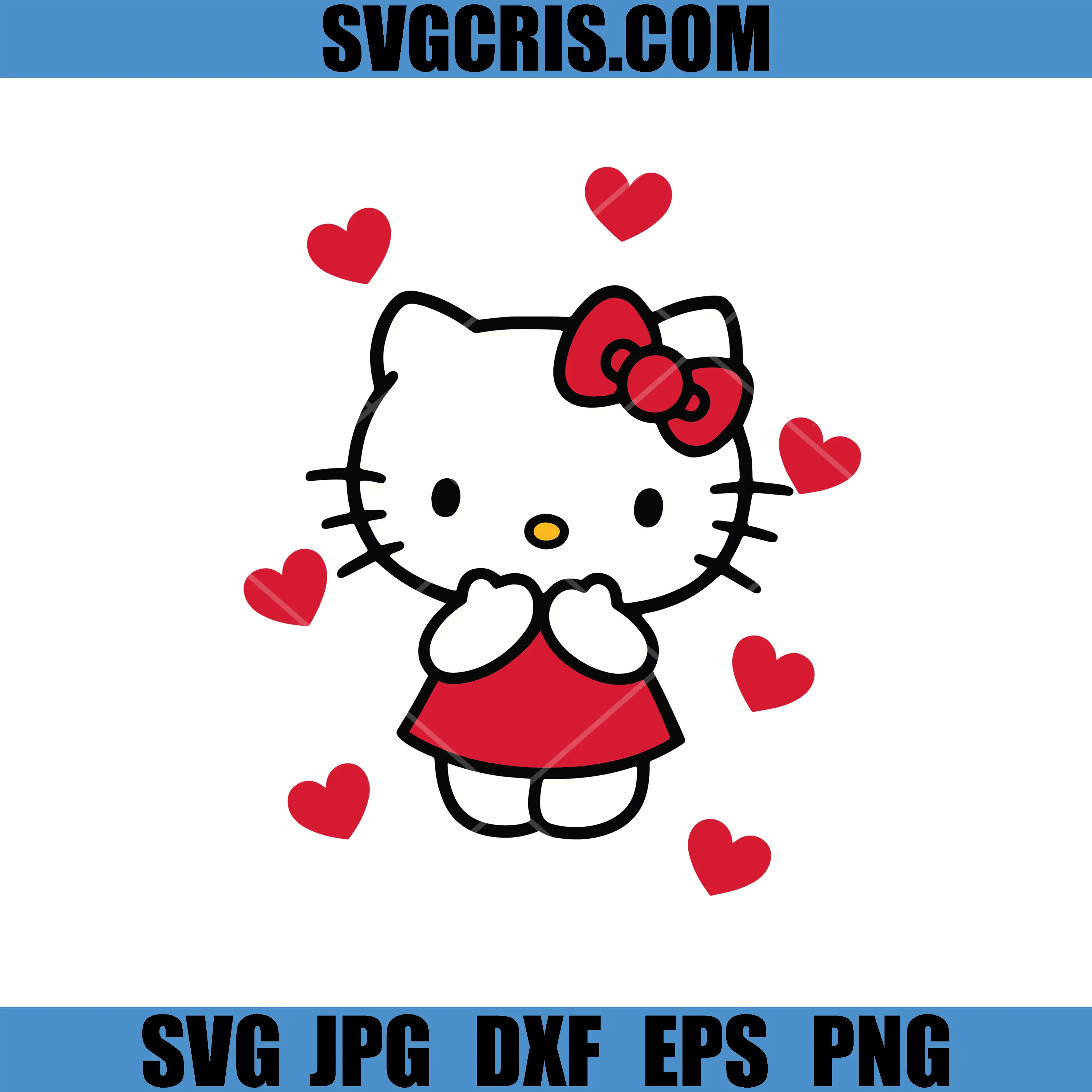 Hello Kitty With Hearts SVG, Valentine Cute Love SVG, Valetine Day SVG
