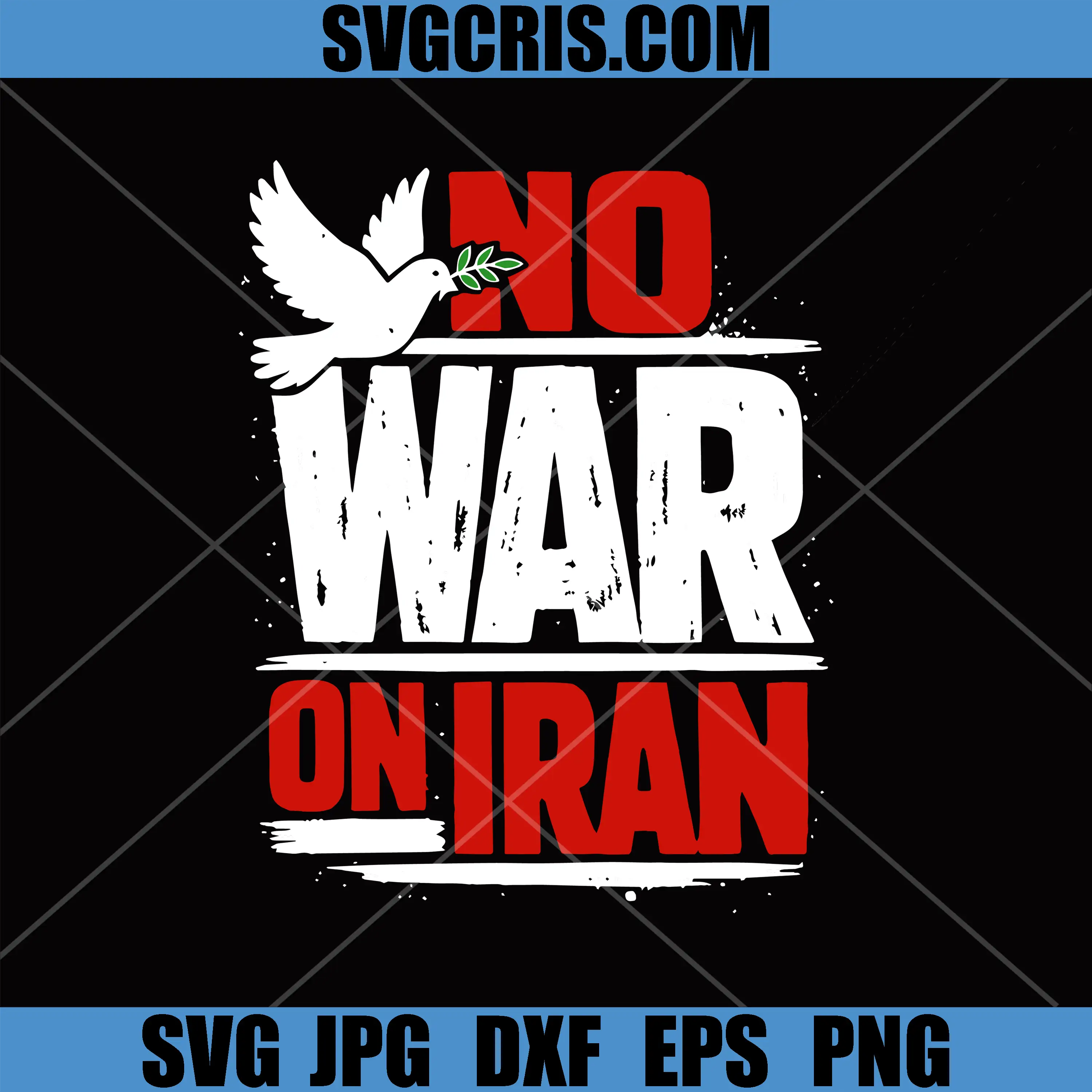 No War On Iran SVG, Peace Dove Anti War SVG