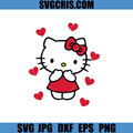 Hello Kitty Valentine SVG, Kawaii Kitty Hearts SVG