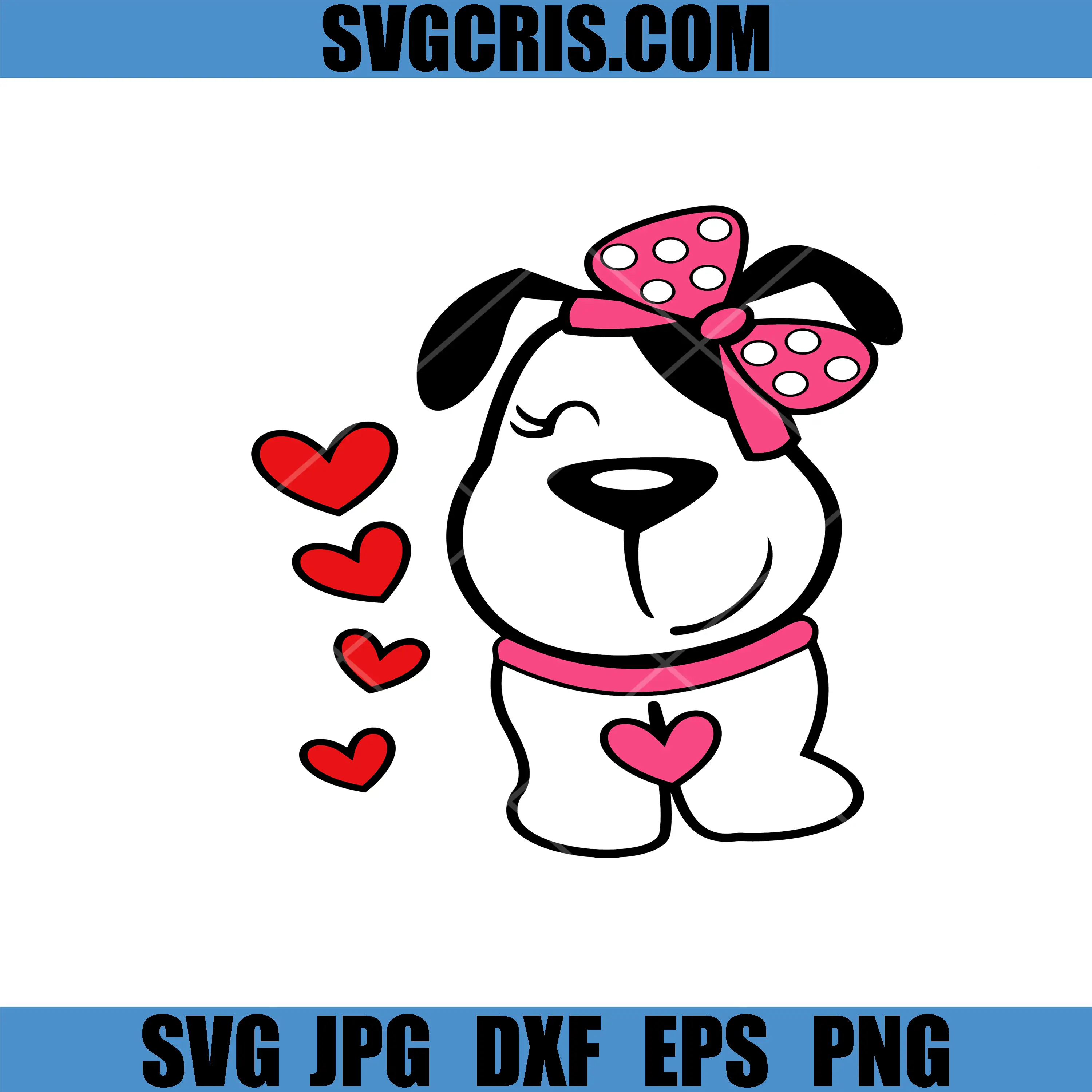 Snoopy Valentine Style SVG, Adorable Puppy With Pink Bow SVG