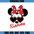 Valentine Minnie Face SVG, Sarah Personalized Name SVG