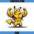 Muscular Pikachu Flexing Pose PNG, Pikachu Electric Power Strong PNG