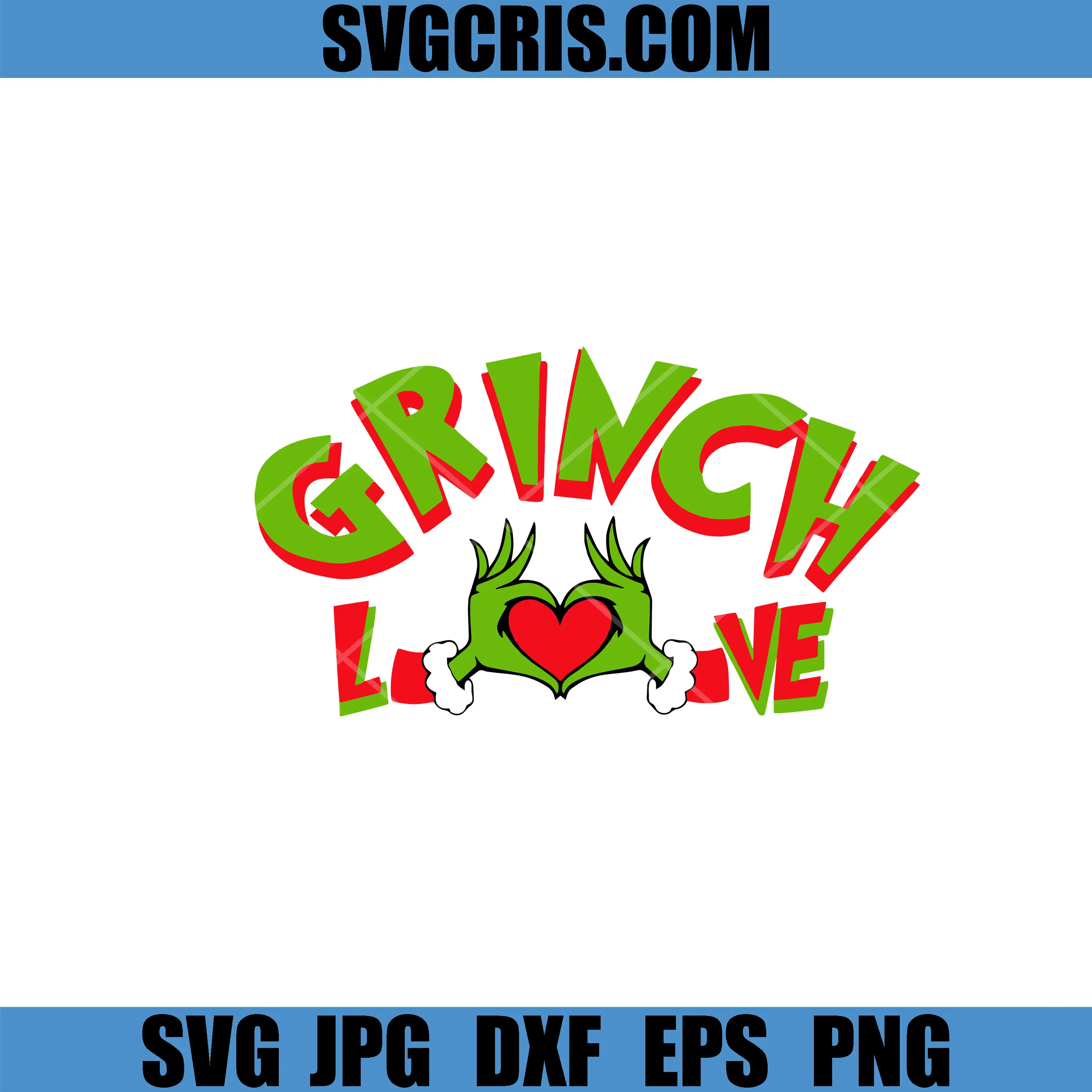 Grinch Love Retro Typography SVG, Green Hands Forming Heart Valentine SVG