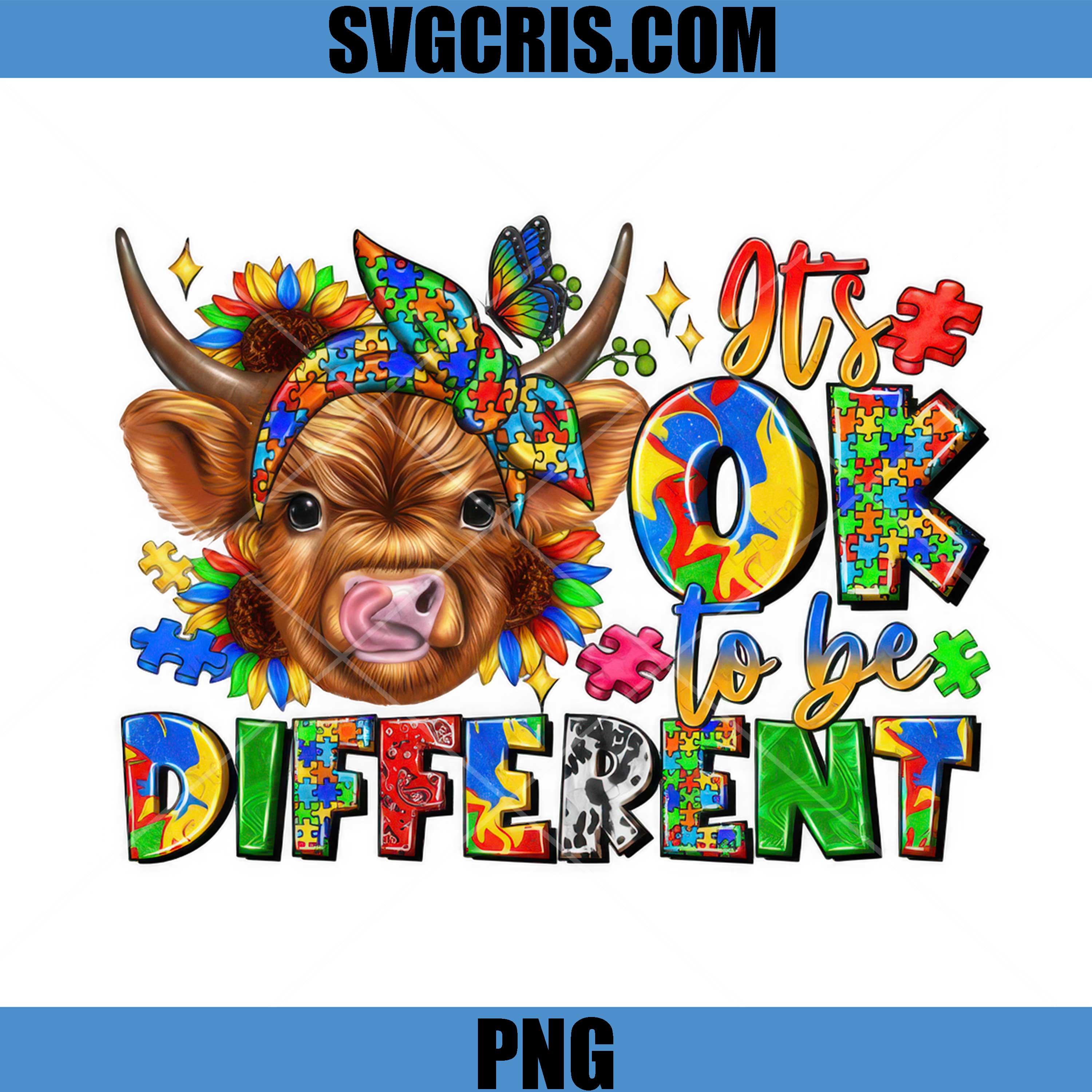 Its OK To Be Different Cow Puzzle PNG, Autism Awareness Cow PNG