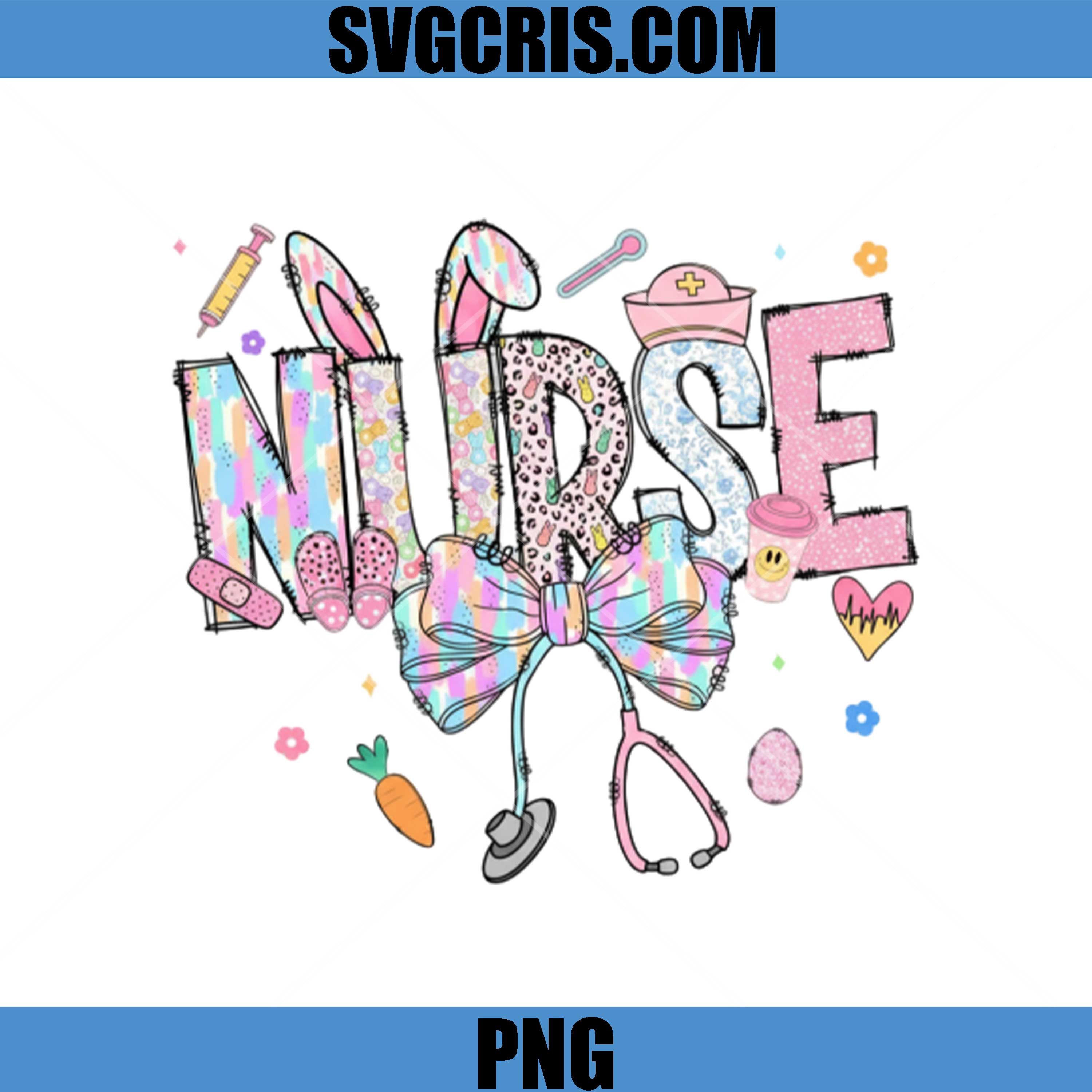 Easter Nurse Bunny Ears Cute Medical Bow PNG, Nurse Life Stethoscope PNG