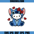 Cute Stitch Hello Kitty Style SVG, Kawaii Valentine Cartoon SVG