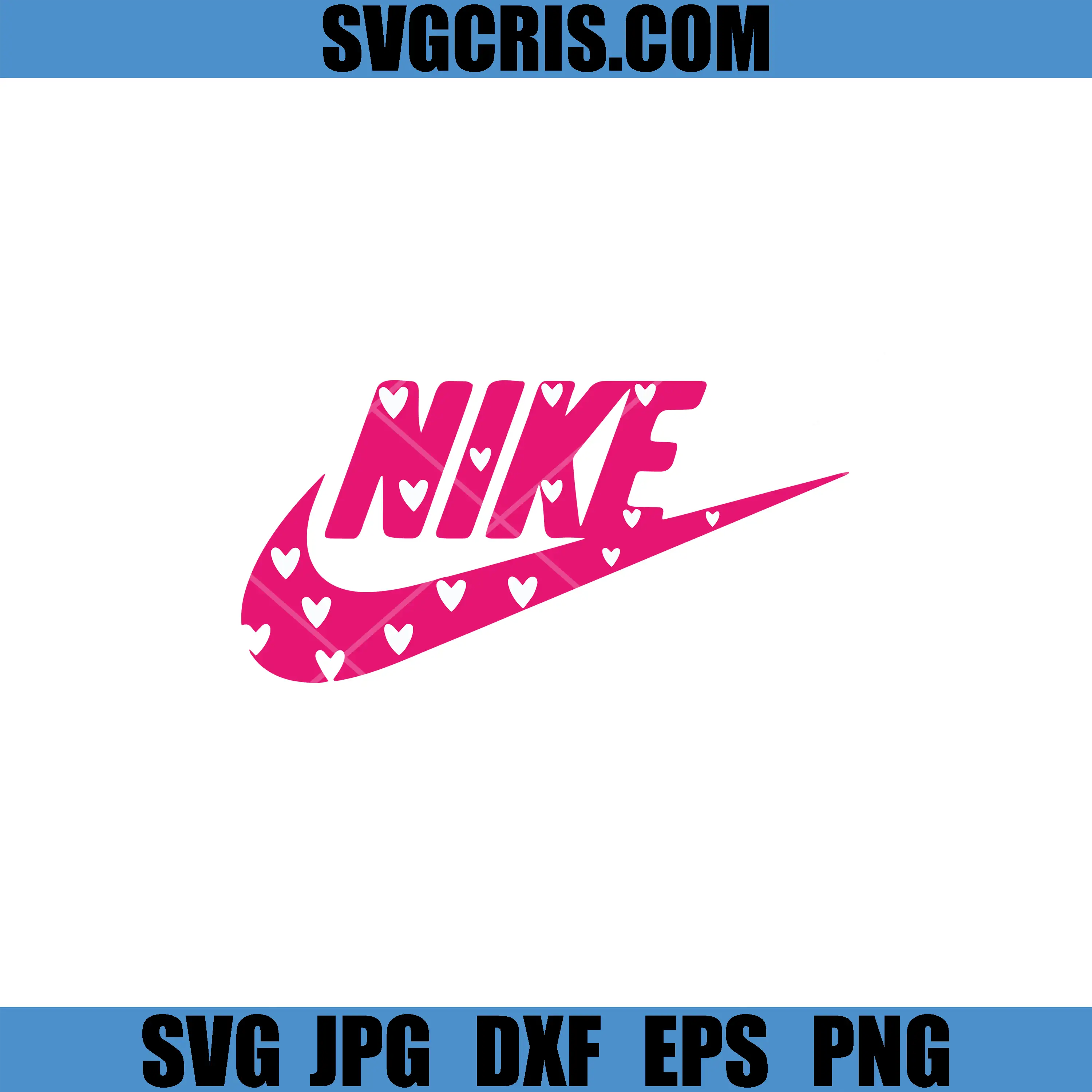 Nike Heart Valentine Logo SVG, Pink Swoosh Love Pattern SVG