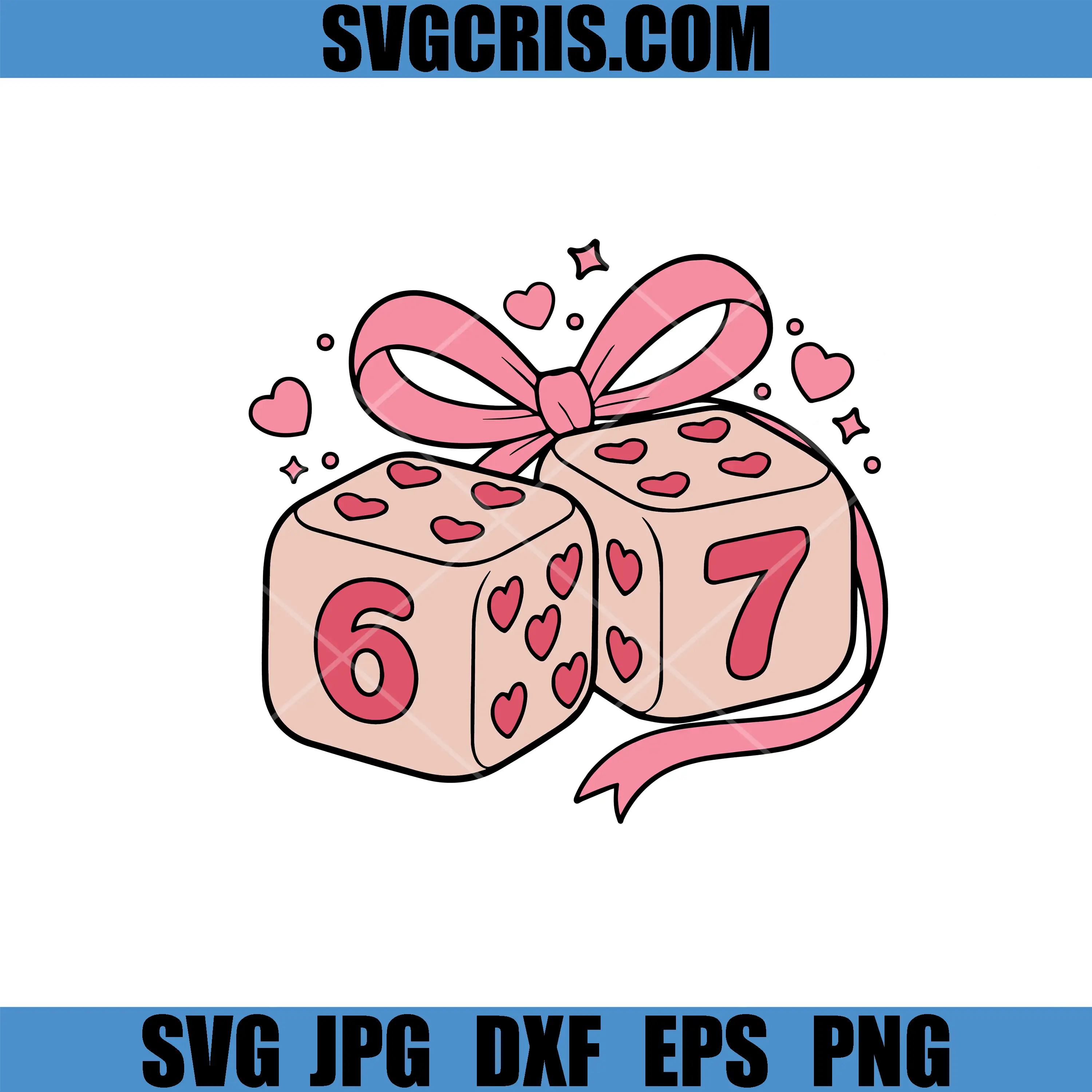 Heart Dice 67 Love SVG, Cute Valentine Dice SVG