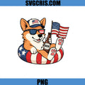 Cute American Corgi Beer Patriotic Float PNG, USA Flag Dog PNG
