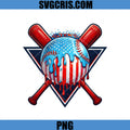 American Flag Drip Baseball Art PNG, Crossed Bats USA PNG
